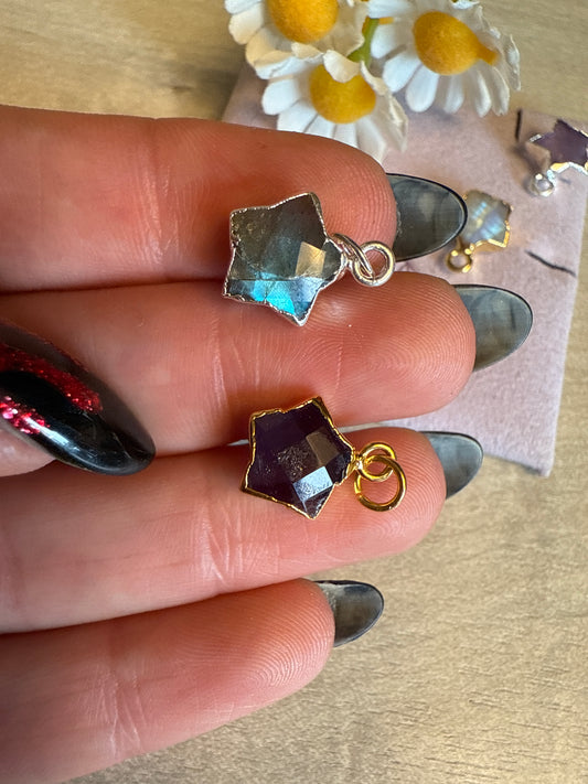 Star Facet Cut - 925 Silver / 18ct Gold electroplated Pendant Charm