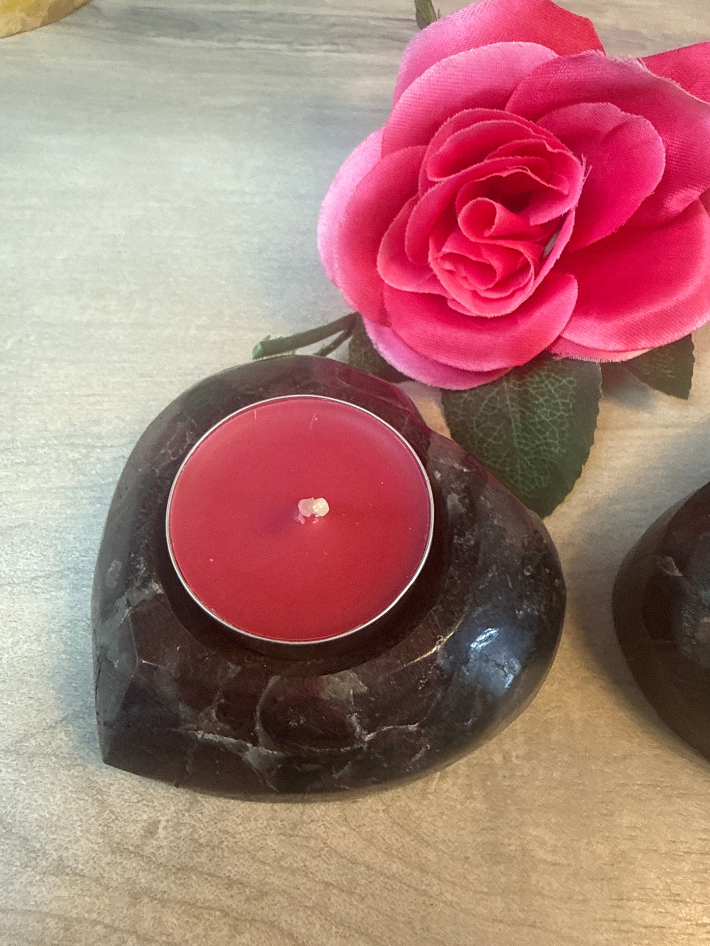 Adversonite (garnet) Heart Candle Holders