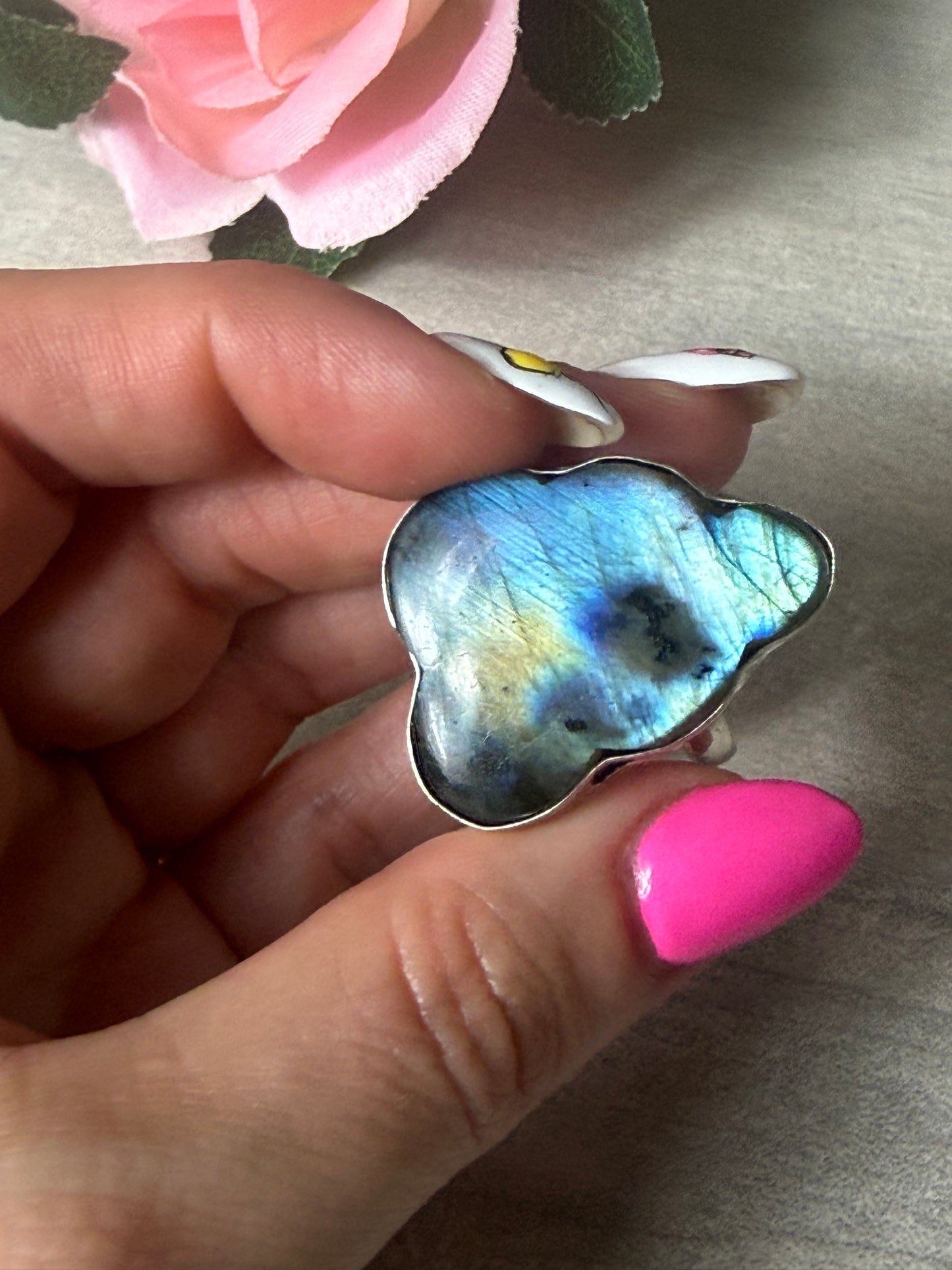 Lab Cloud  Adjustable Silver Plated Ring