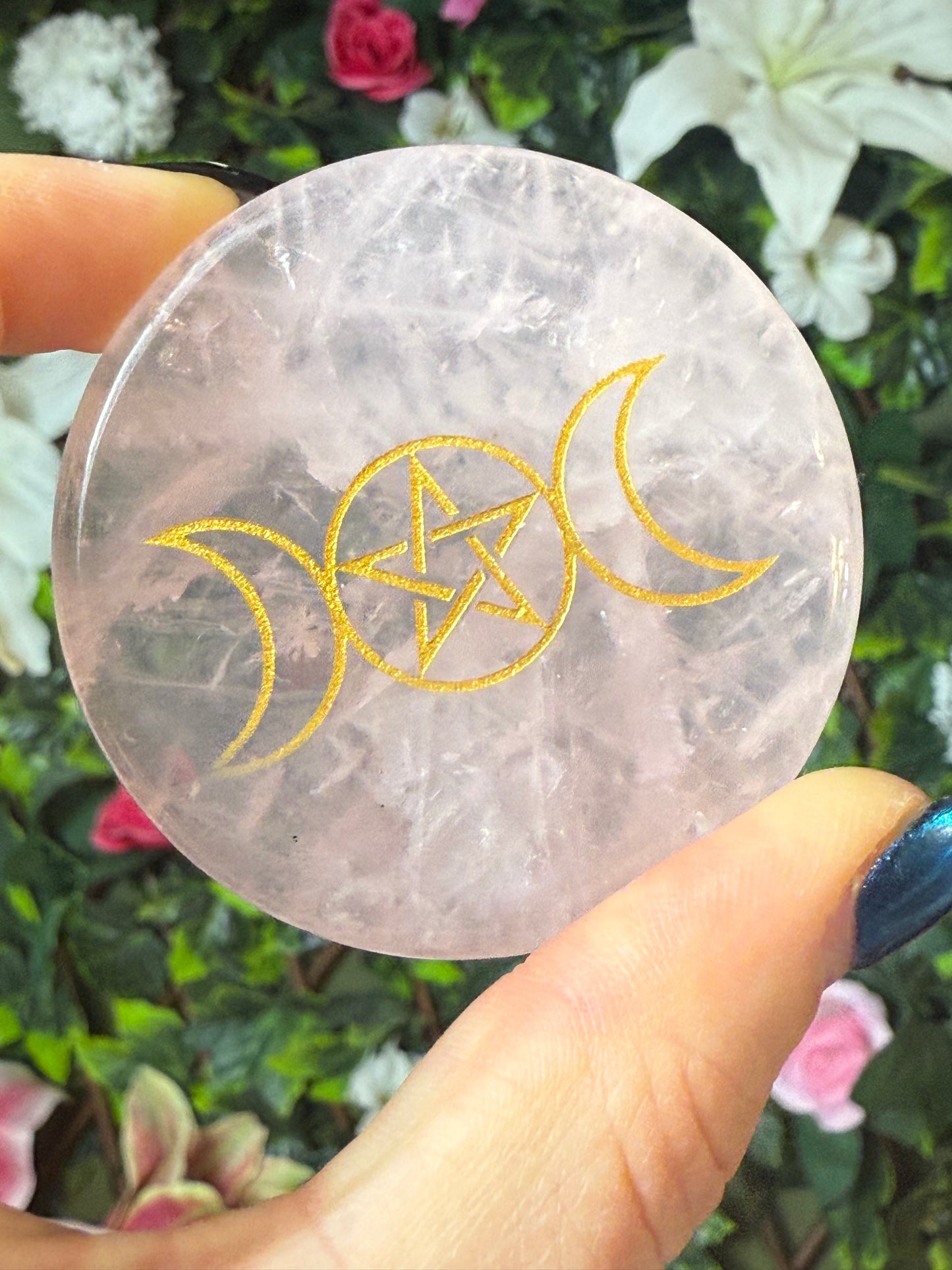 Goddess Rose Disc Palm Stone