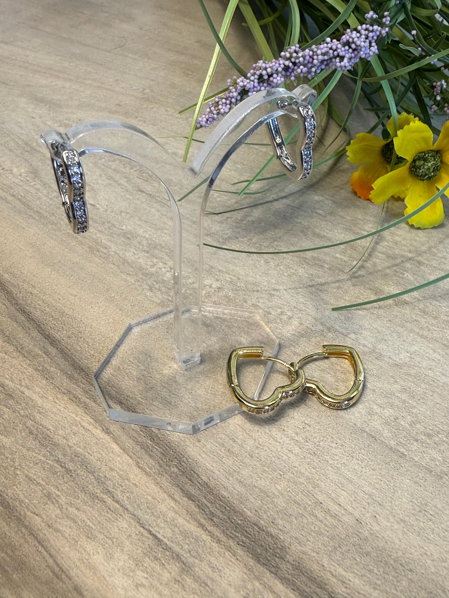 Sparkly Heart Hoop Earrings