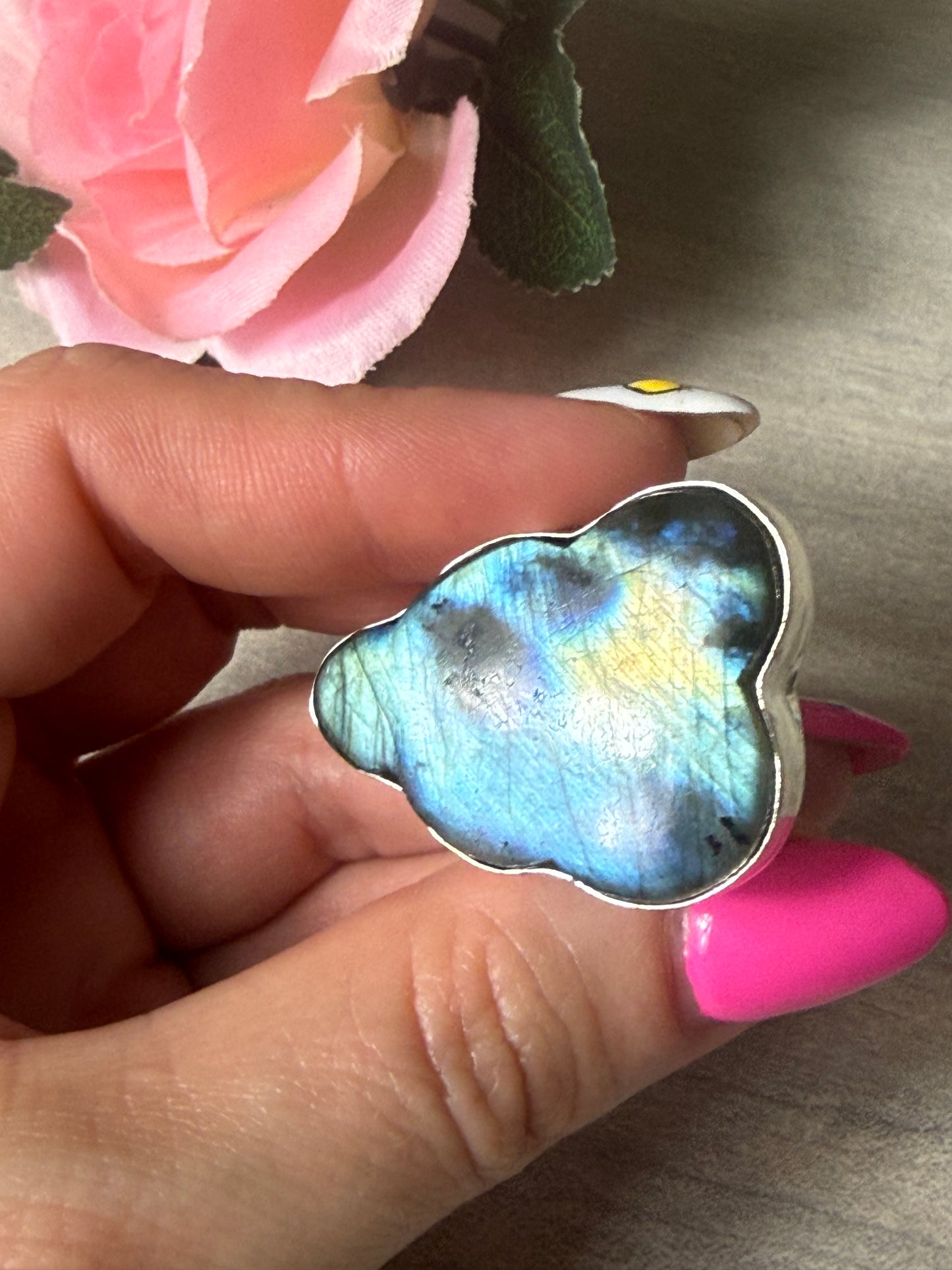 Lab Cloud  Adjustable Silver Plated Ring