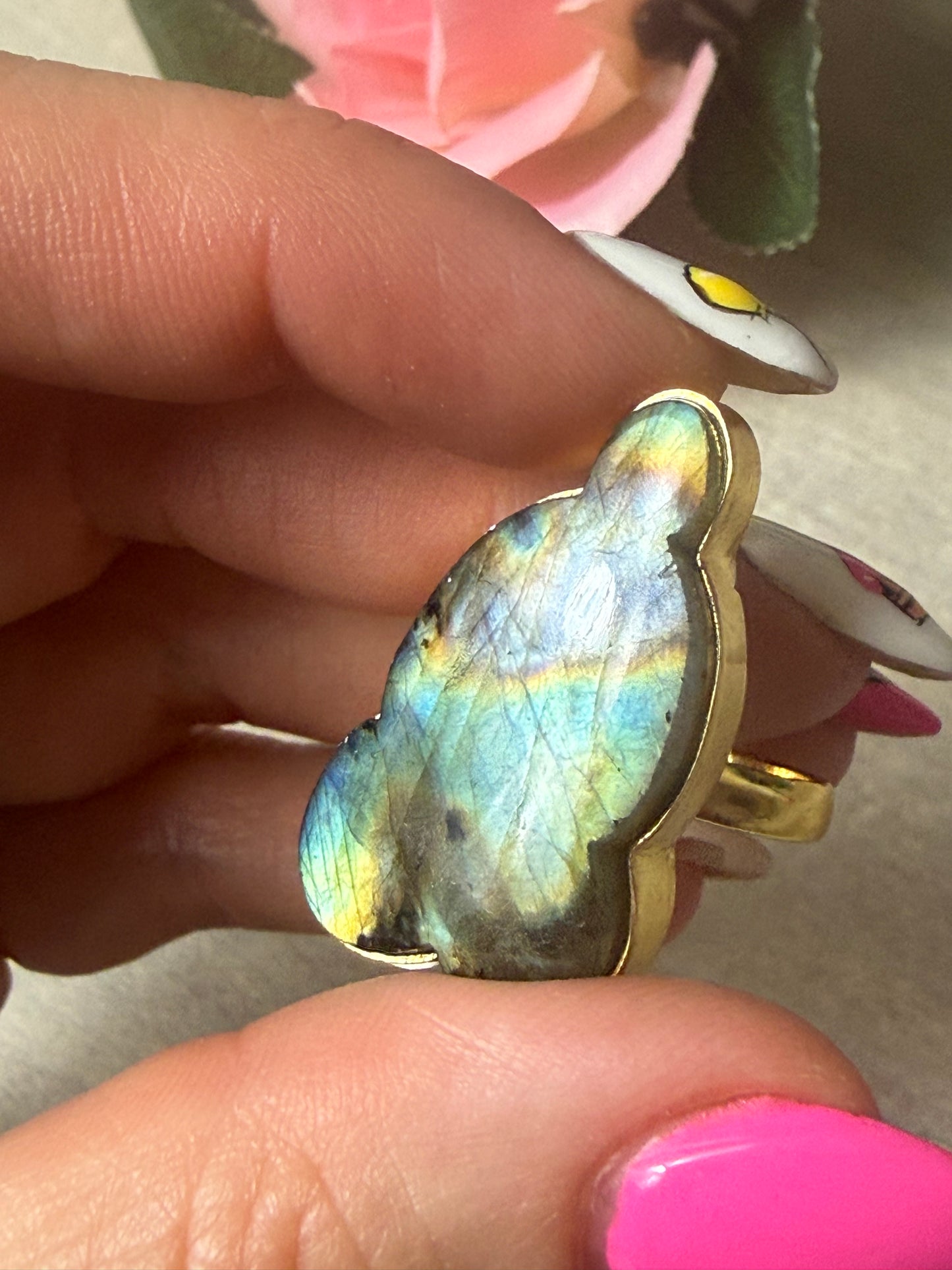Lab Cloud Adjustable Gold Plated Ring