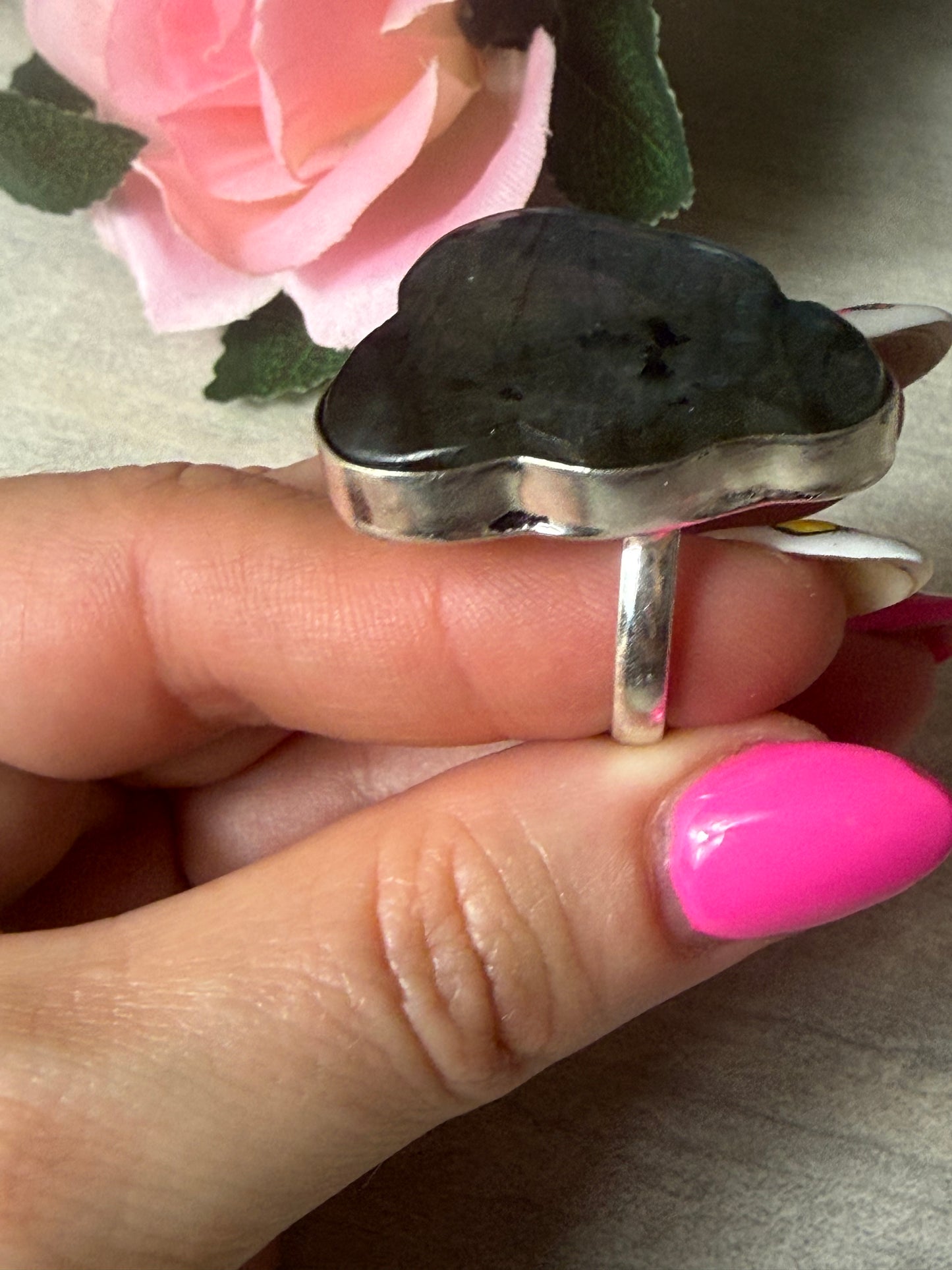 Lab Cloud  Adjustable Silver Plated Ring