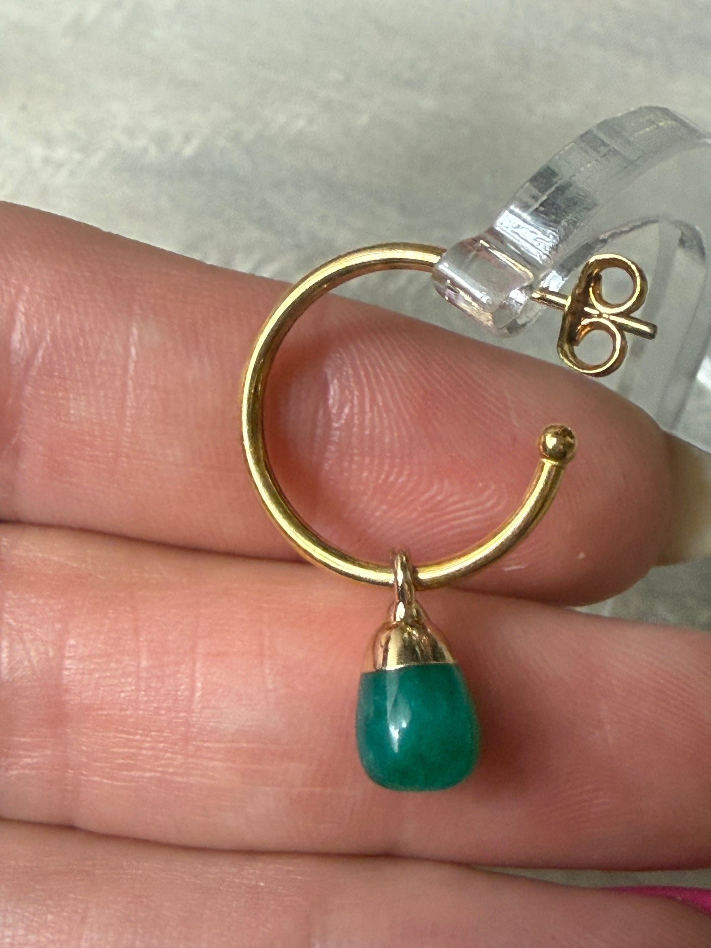 Handmade Gold Green Onyx Earrings