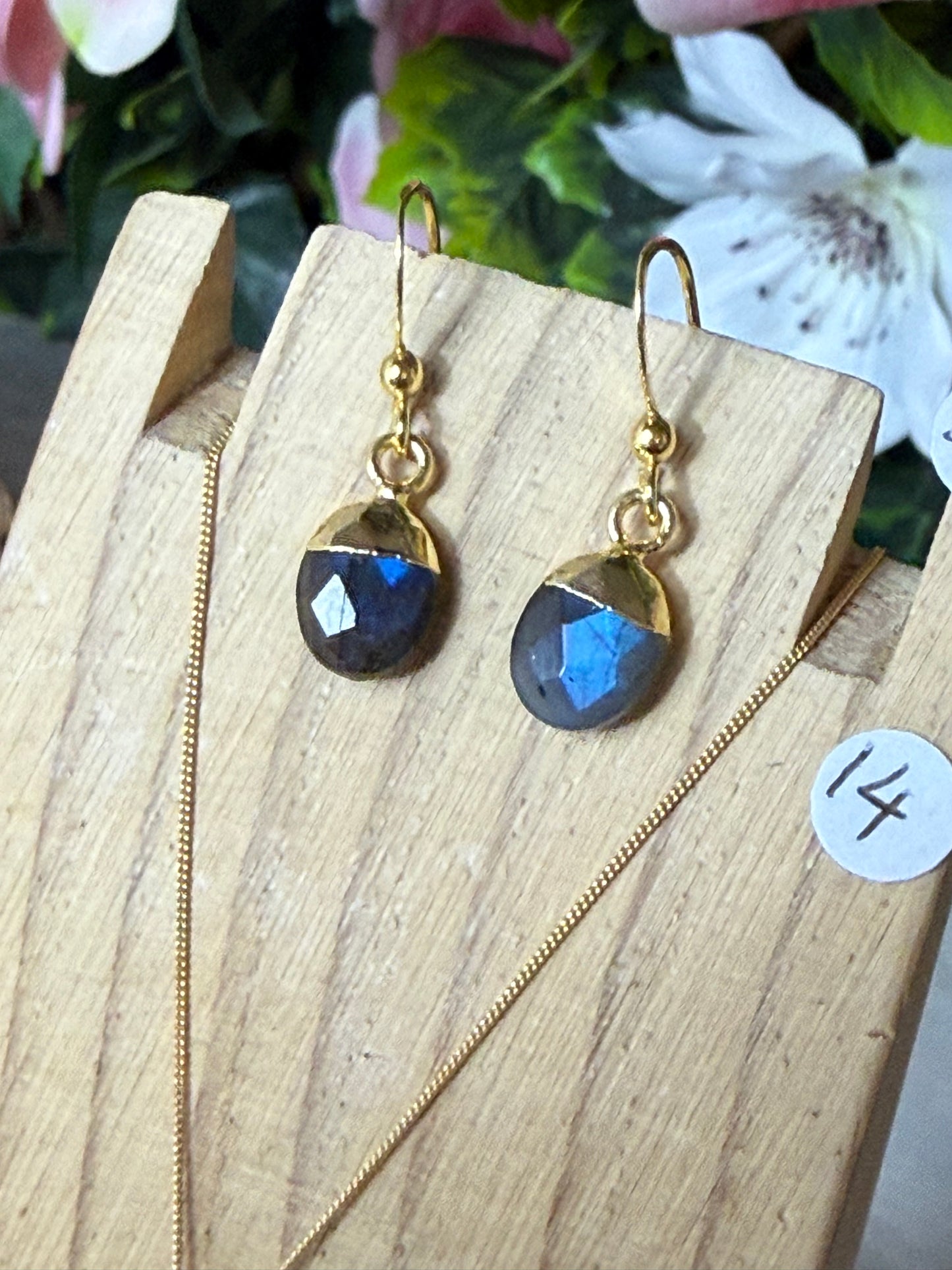 Lab Facet Earring & Necklace 18K Gold Set
