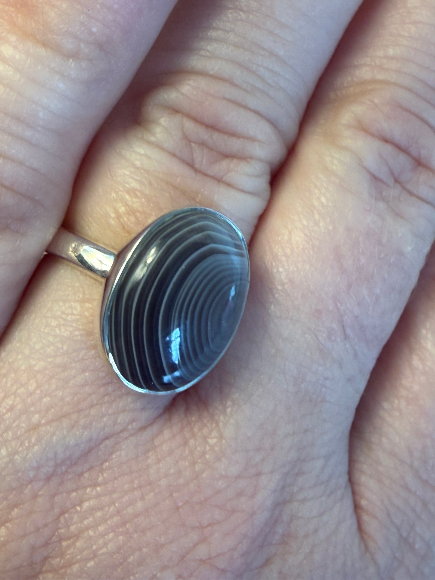 Botswana Agate Adjustable 925 Silver Ring