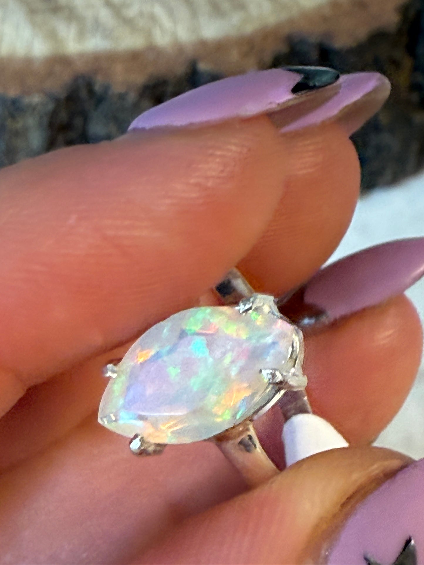 Ethiopian Opal 925 Silver Ring - Size L 1/2 - M