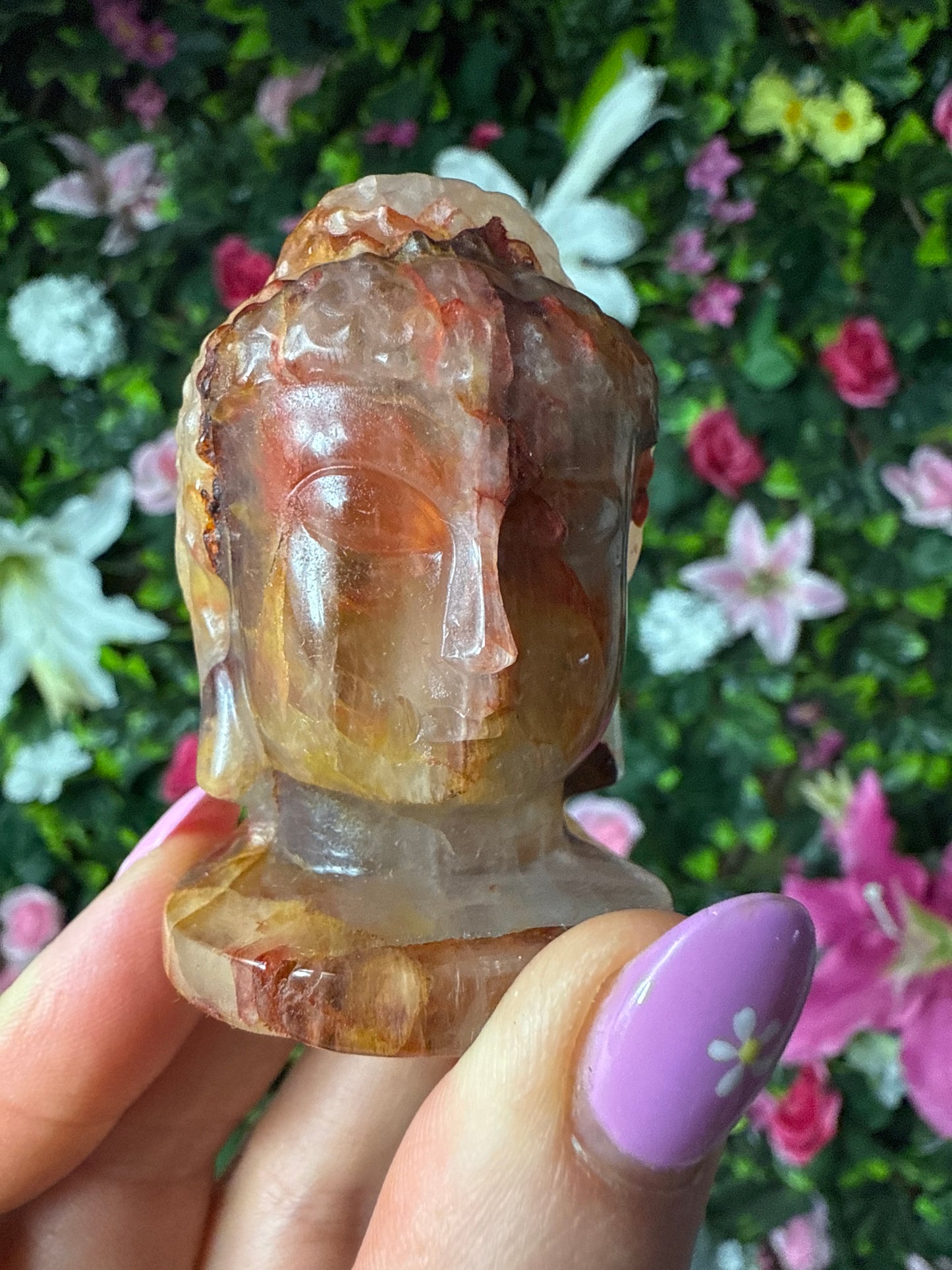 Fire Quartz & Golden Healer (Red Hematite) Buddha Head