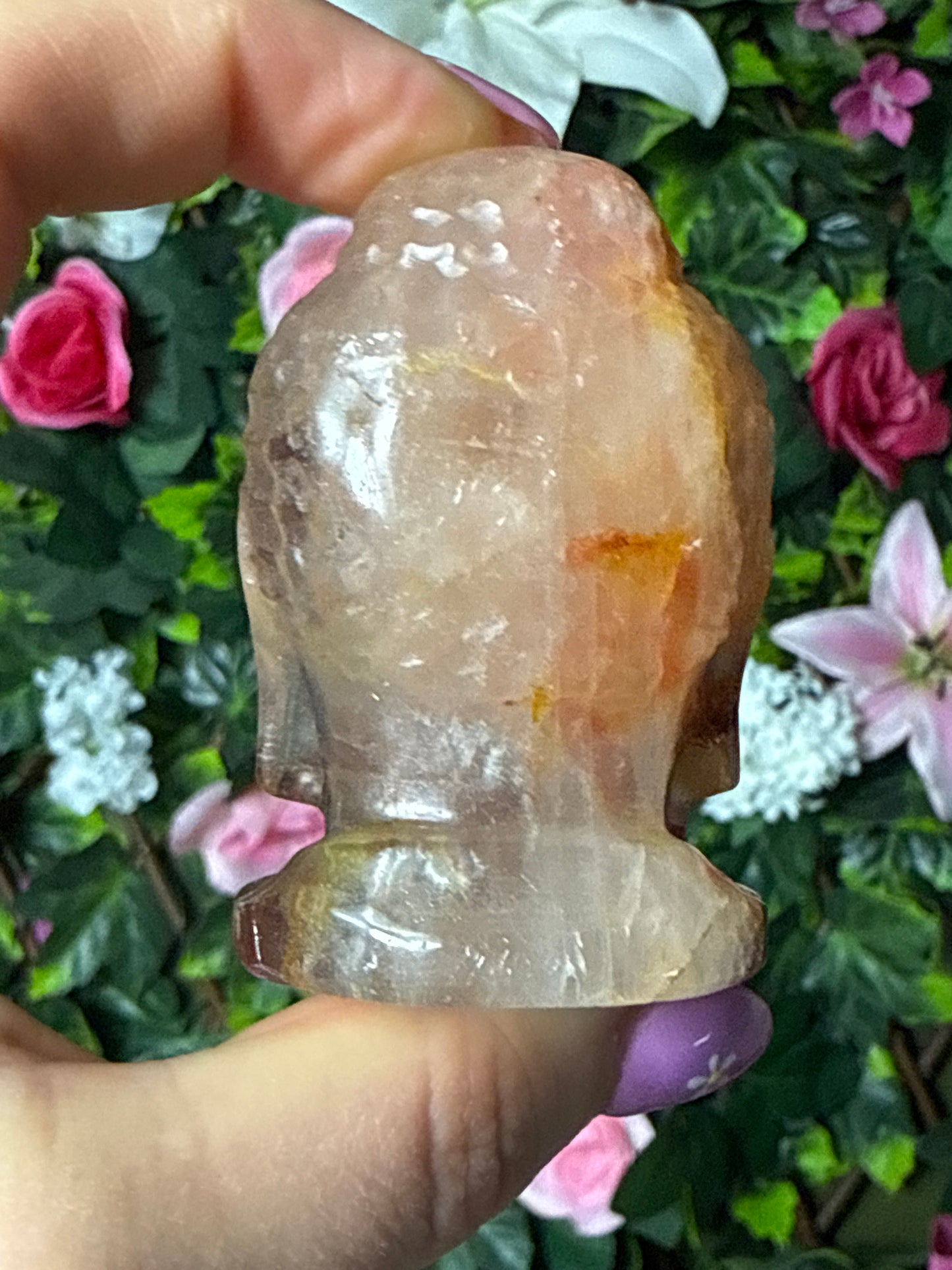 Fire Quartz & Golden Healer (Red Hematite) Buddha Head