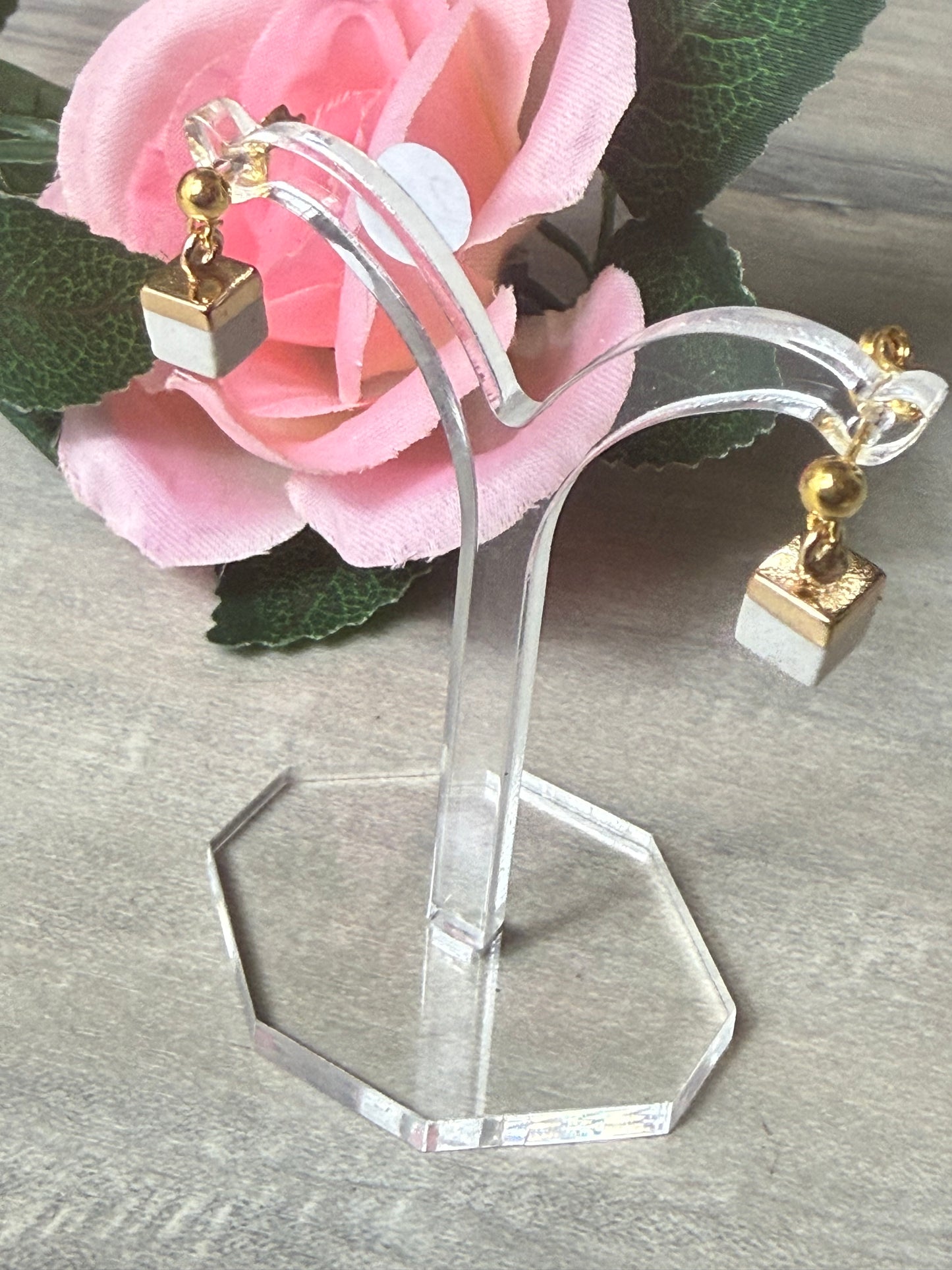Handmade Gold Howlite Earrings