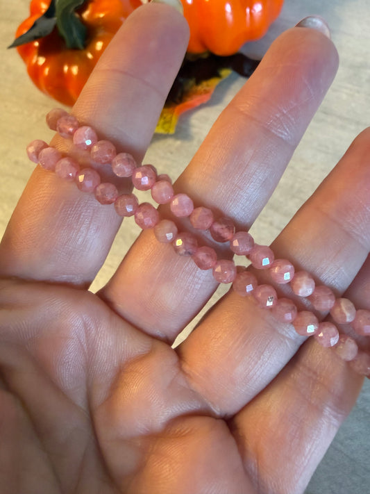 Gem Rhodochrosite Facet 4mm Bracelet