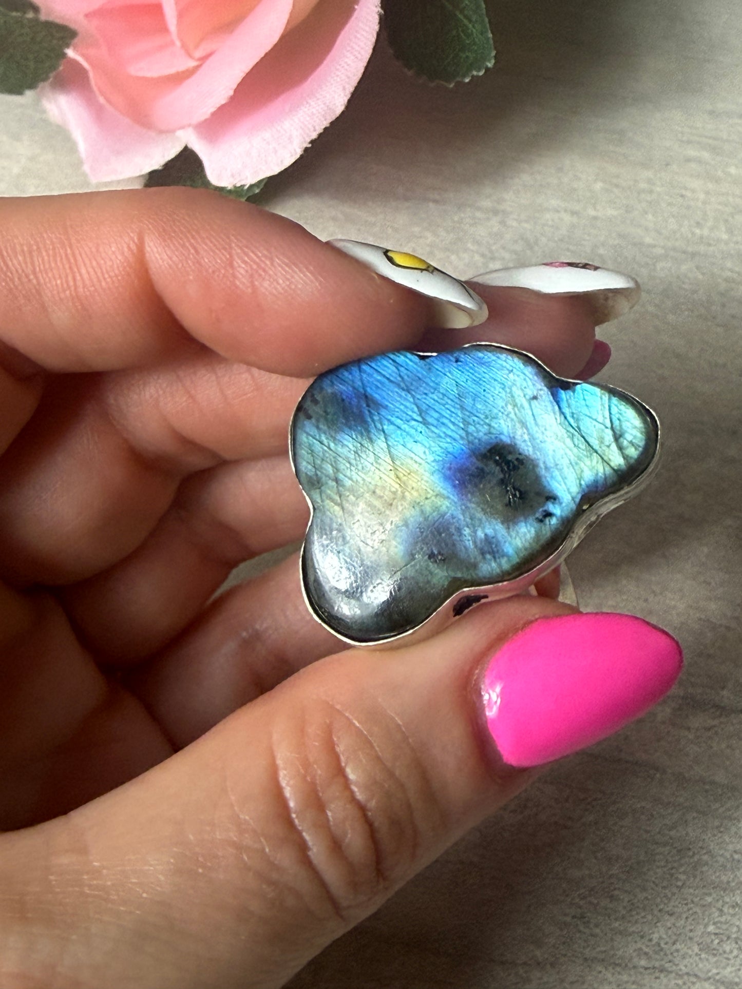 Lab Cloud  Adjustable Silver Plated Ring