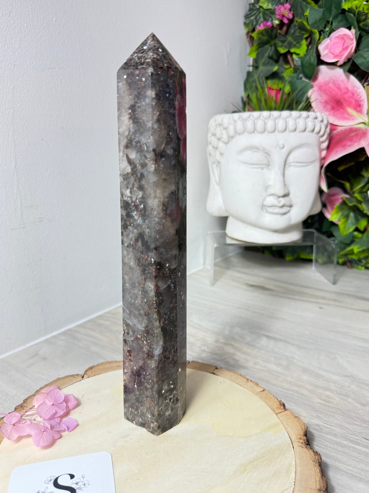 RARE Smokey with garnet & mica Tower Point