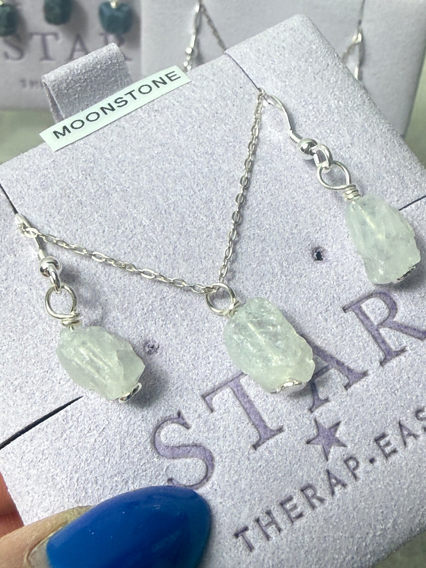 Handmade 925 Raw Wire Wrap Necklace & Earrings by Star Therap-ease