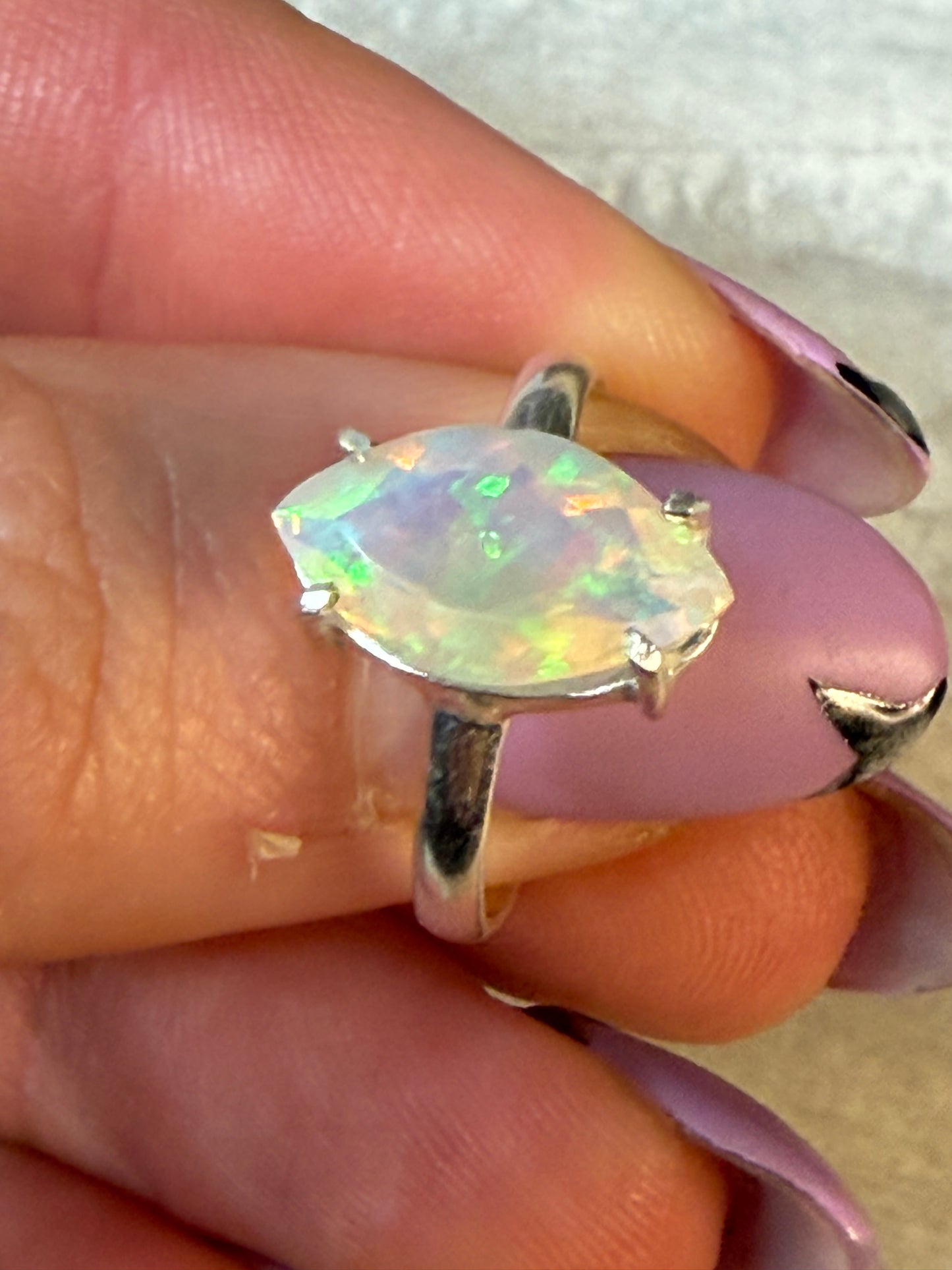 Ethiopian Opal 925 Silver Ring - Size L 1/2 - M