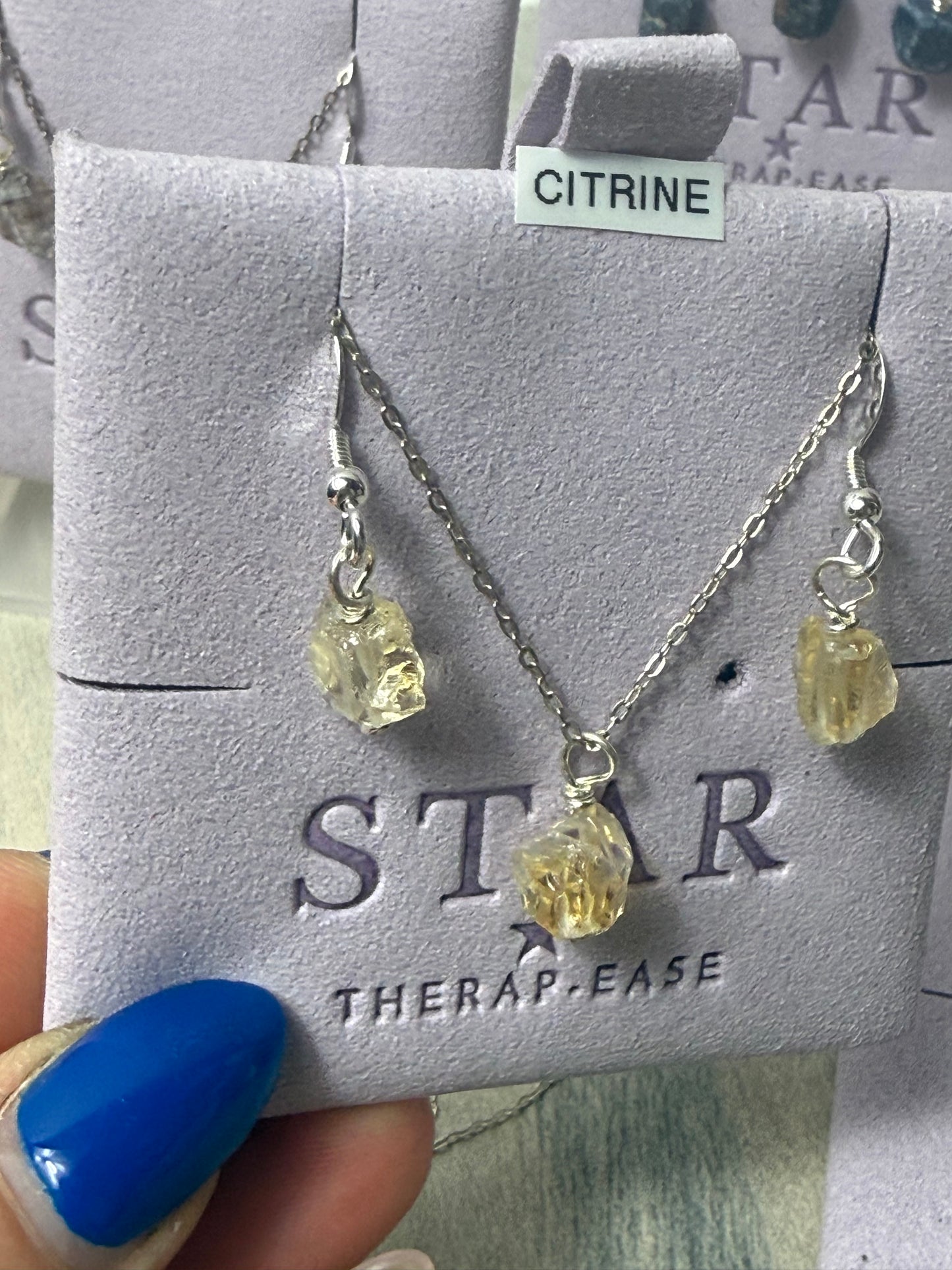 Handmade 925 Raw Wire Wrap Necklace & Earrings by Star Therap-ease