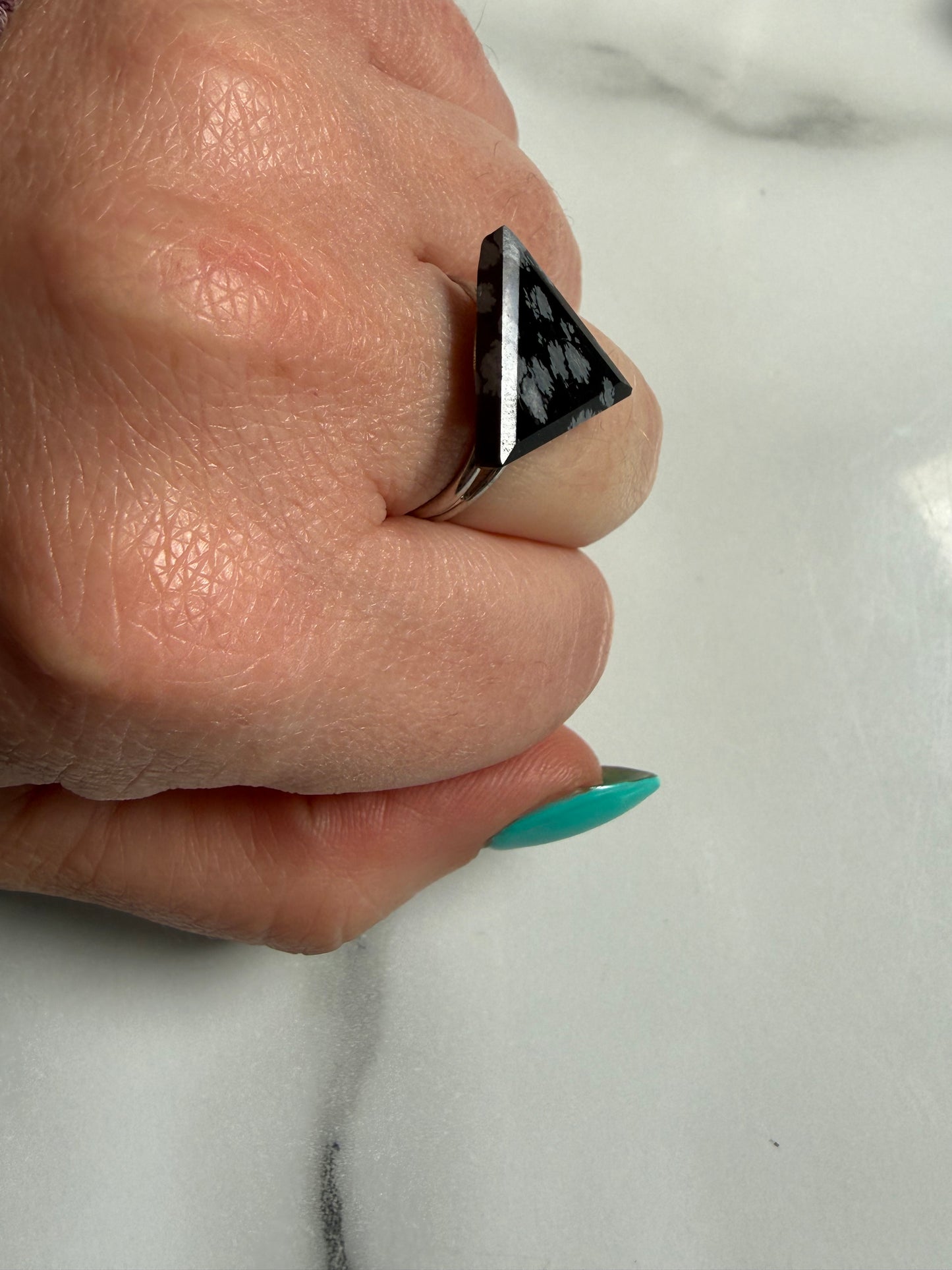 Snowflake Jasper Handmade Adjustable Silver Plated Ring