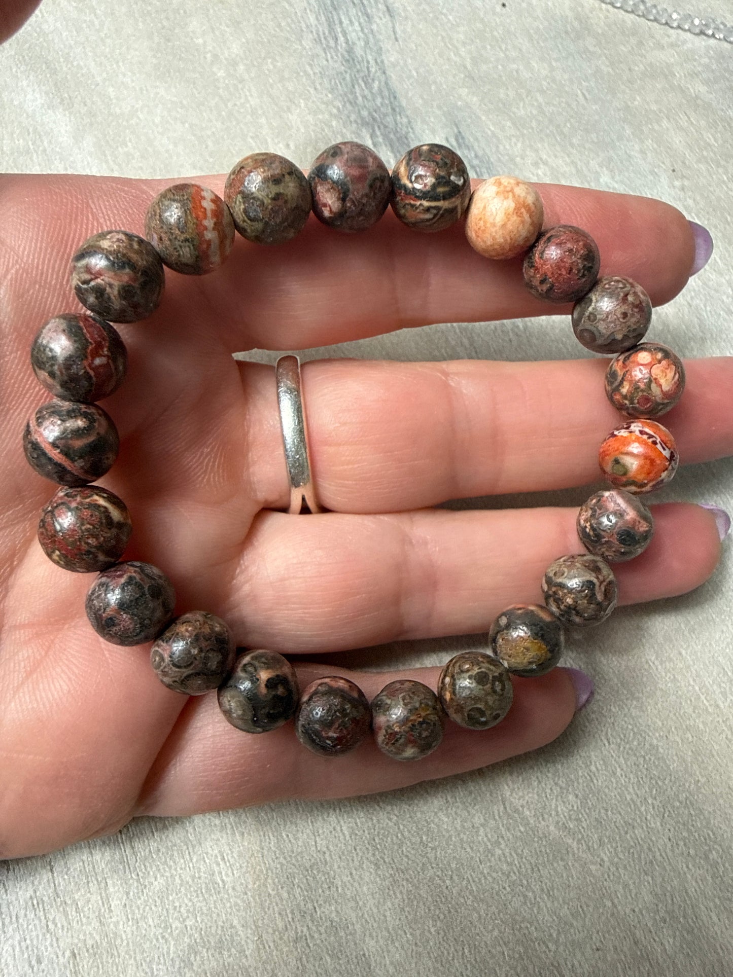 Leopard Skin Jasper- 8mm Bead Bracelet LAST