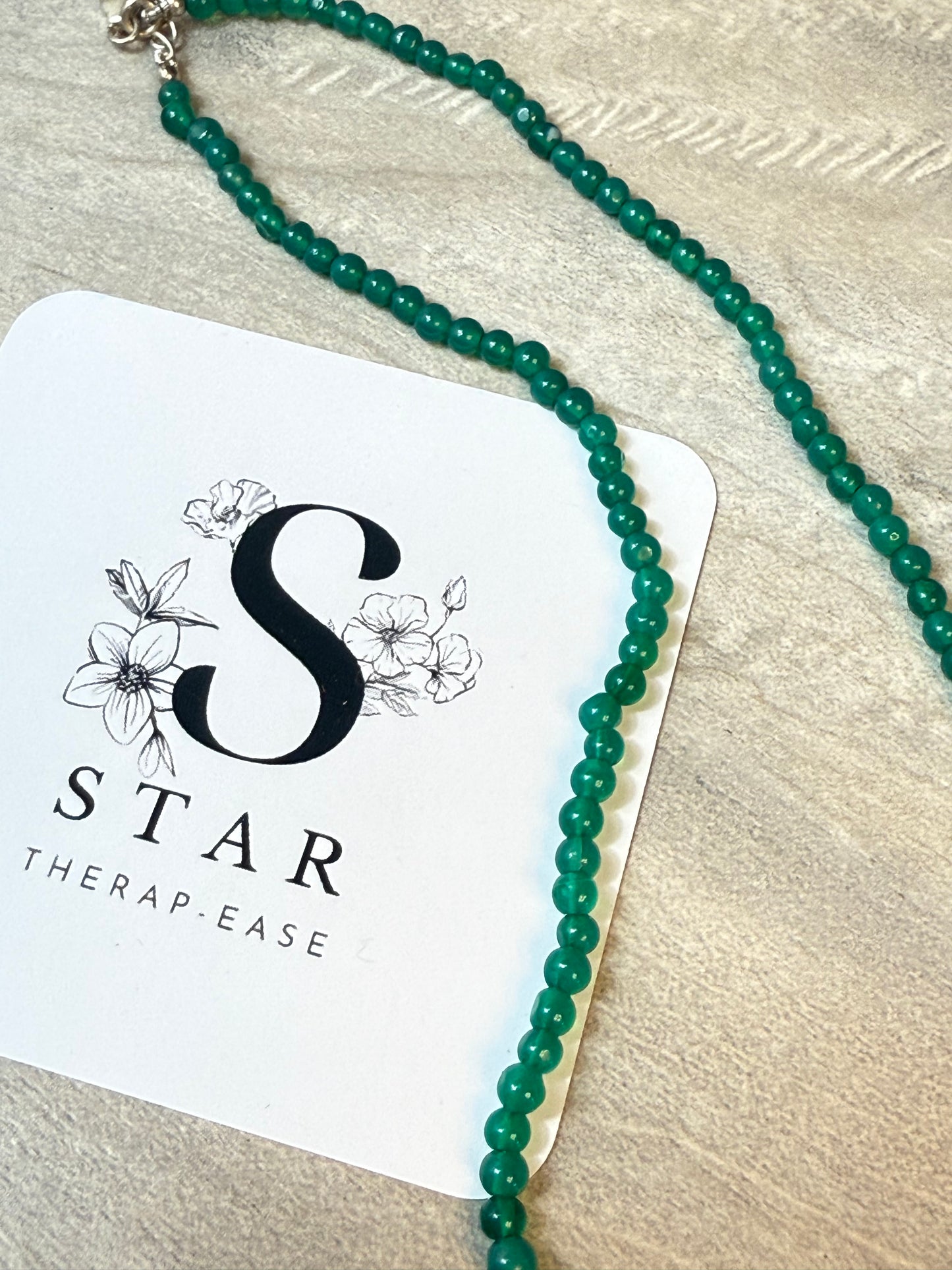Green Onyx 18’’ Sterling Silver 925 Necklace