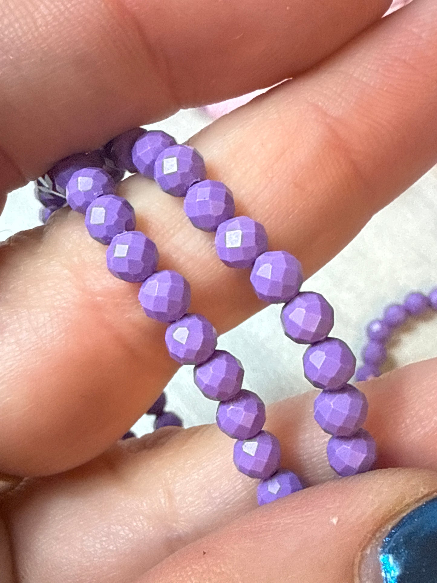 USA Purple Mica Facet 4mm Bead Bracelet