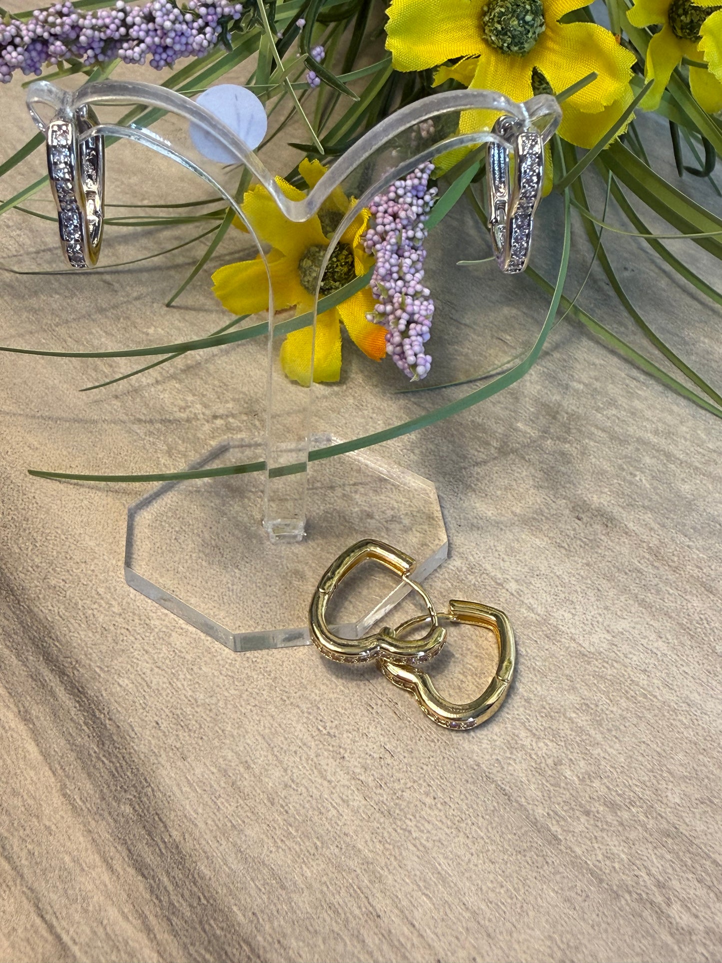 Sparkly Heart Hoop Earrings