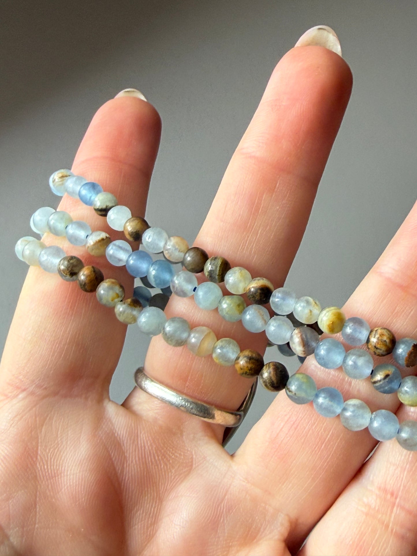 Blue Onyx Bracelet (Aquatine Lemerian Calcite)