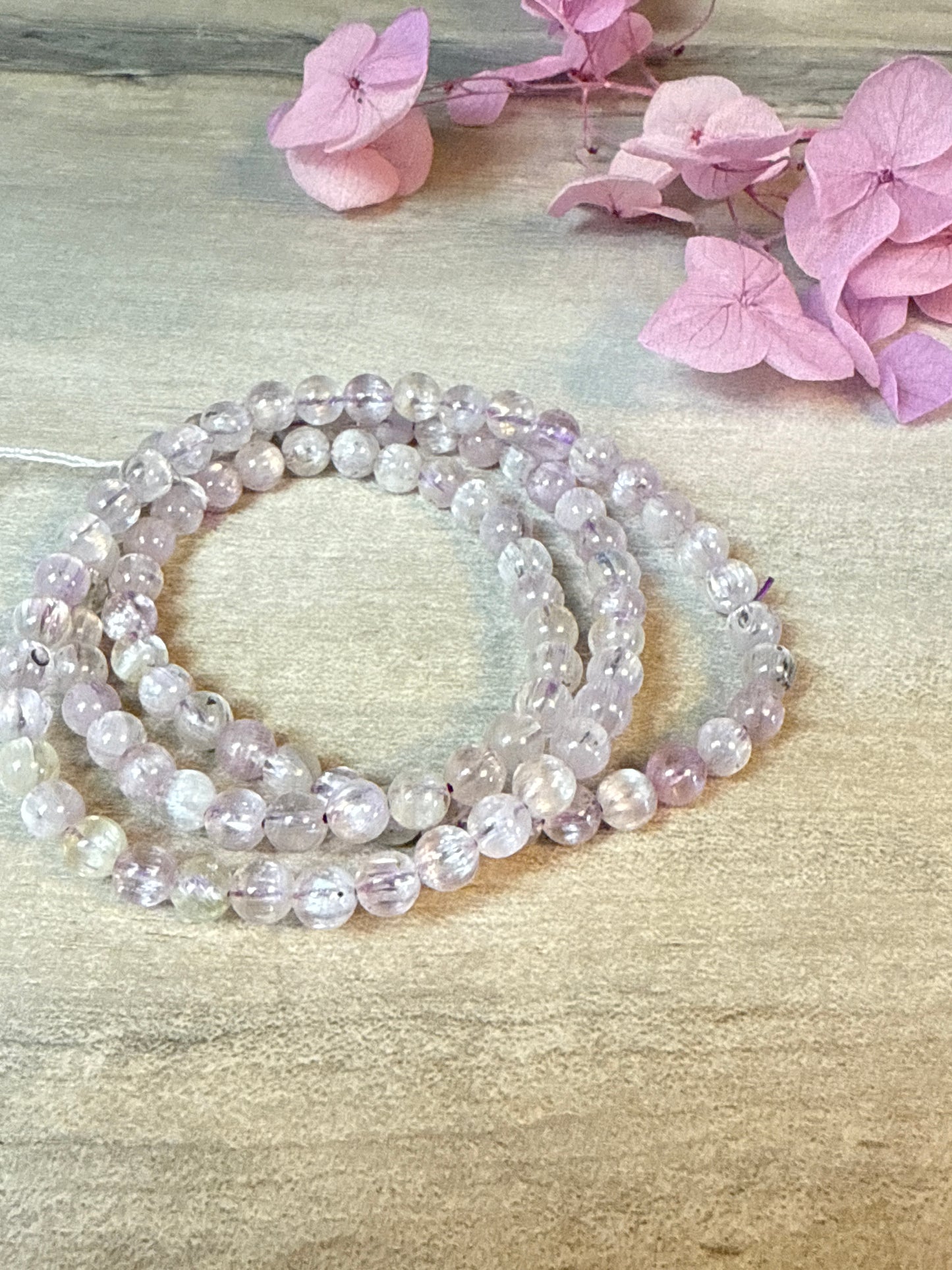 Kunzite Trio Wrap Bead Bracelet / Necklace