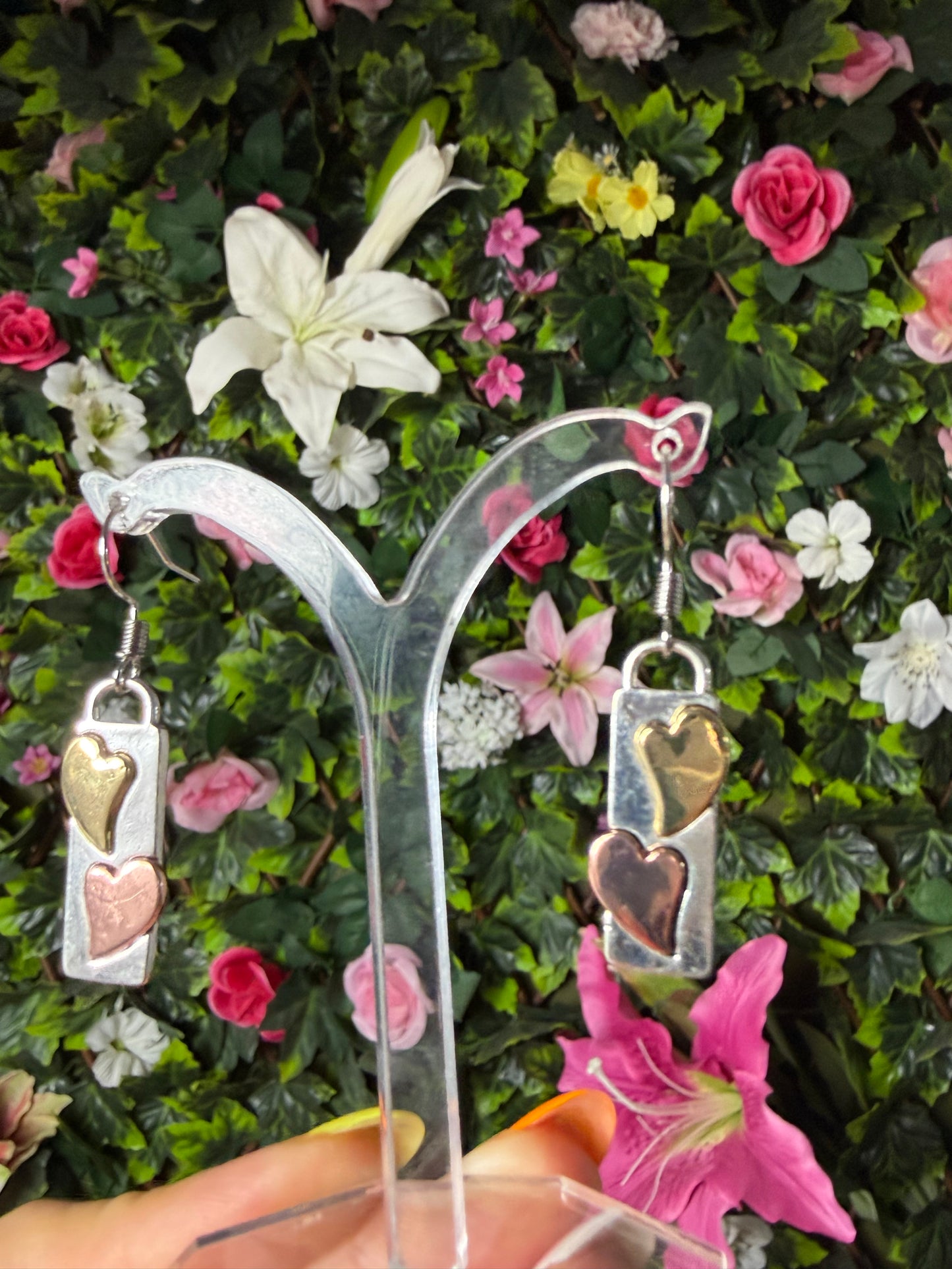 Multi Copper Heart Earrings - Stainless steel