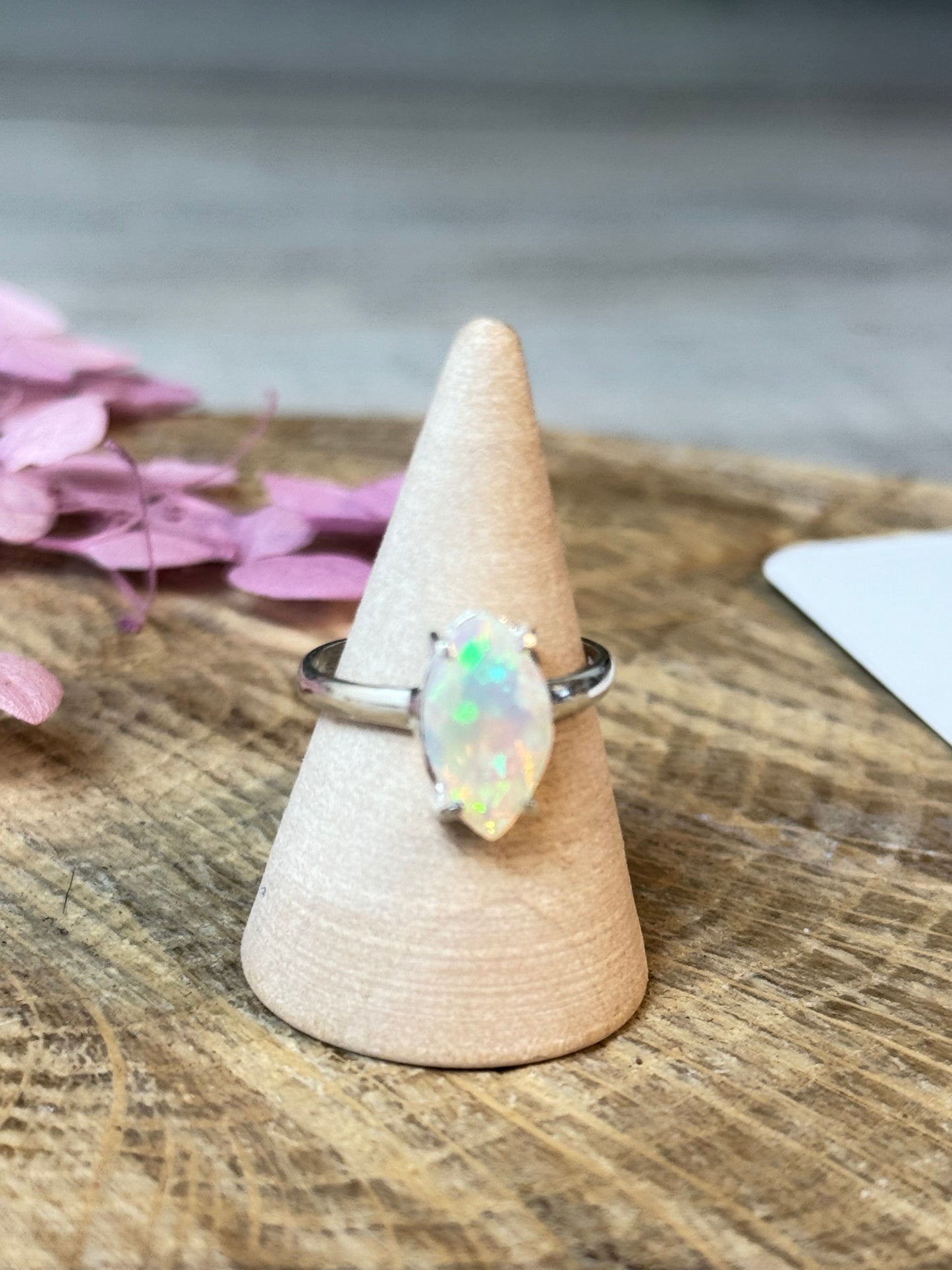 Ethiopian Opal 925 Silver Ring - Size L 1/2 - M