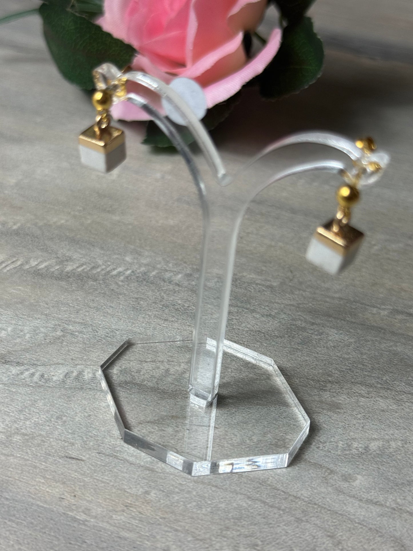 Handmade Gold Howlite Earrings
