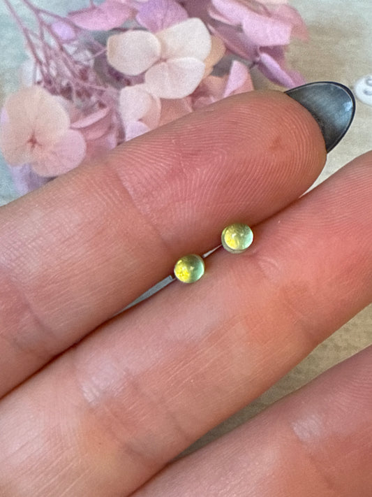 Handmade Peridot 925 Earrings Studs - 3mm