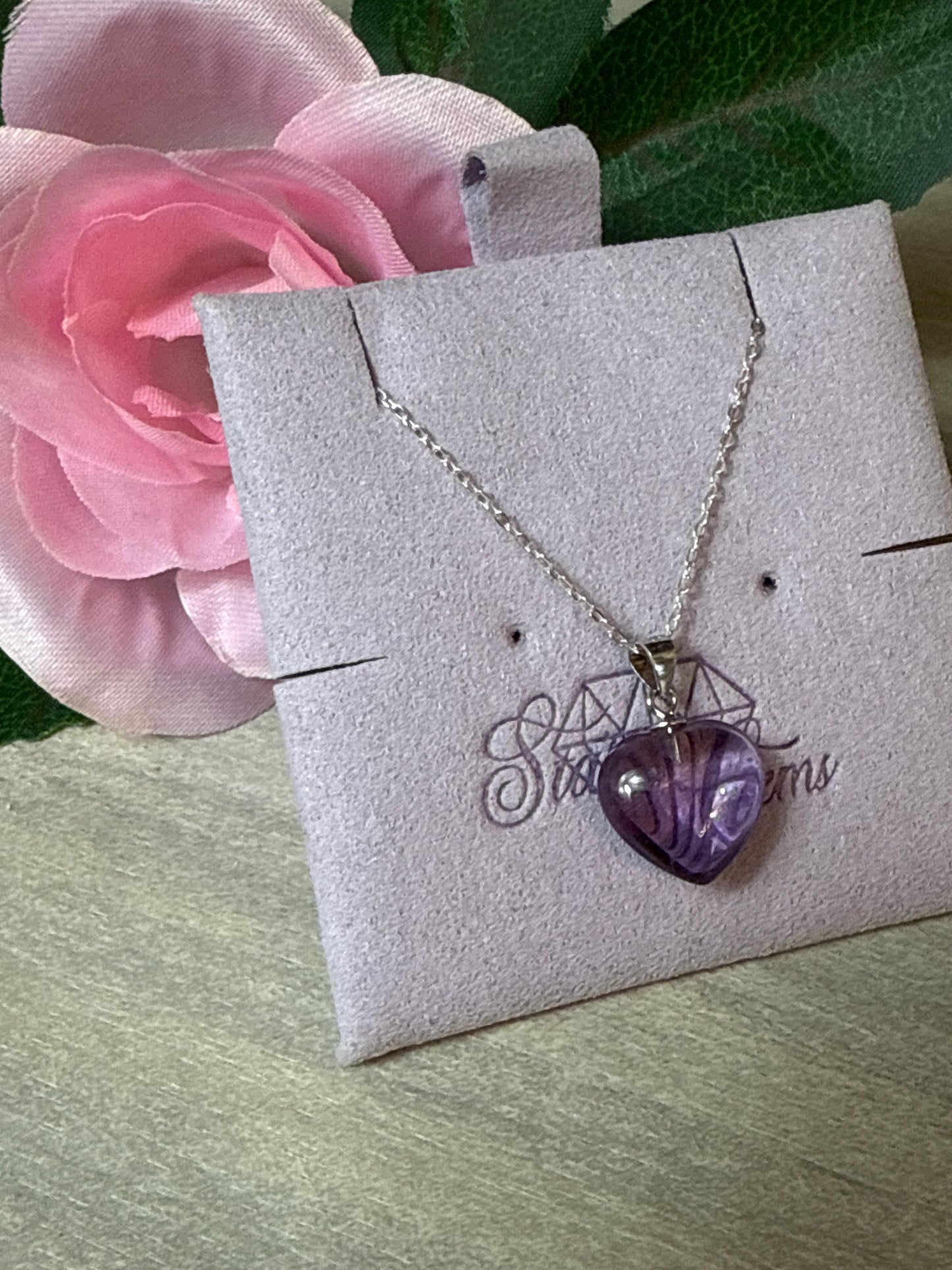 Lilac Amethyst Heart Sterling Pendant