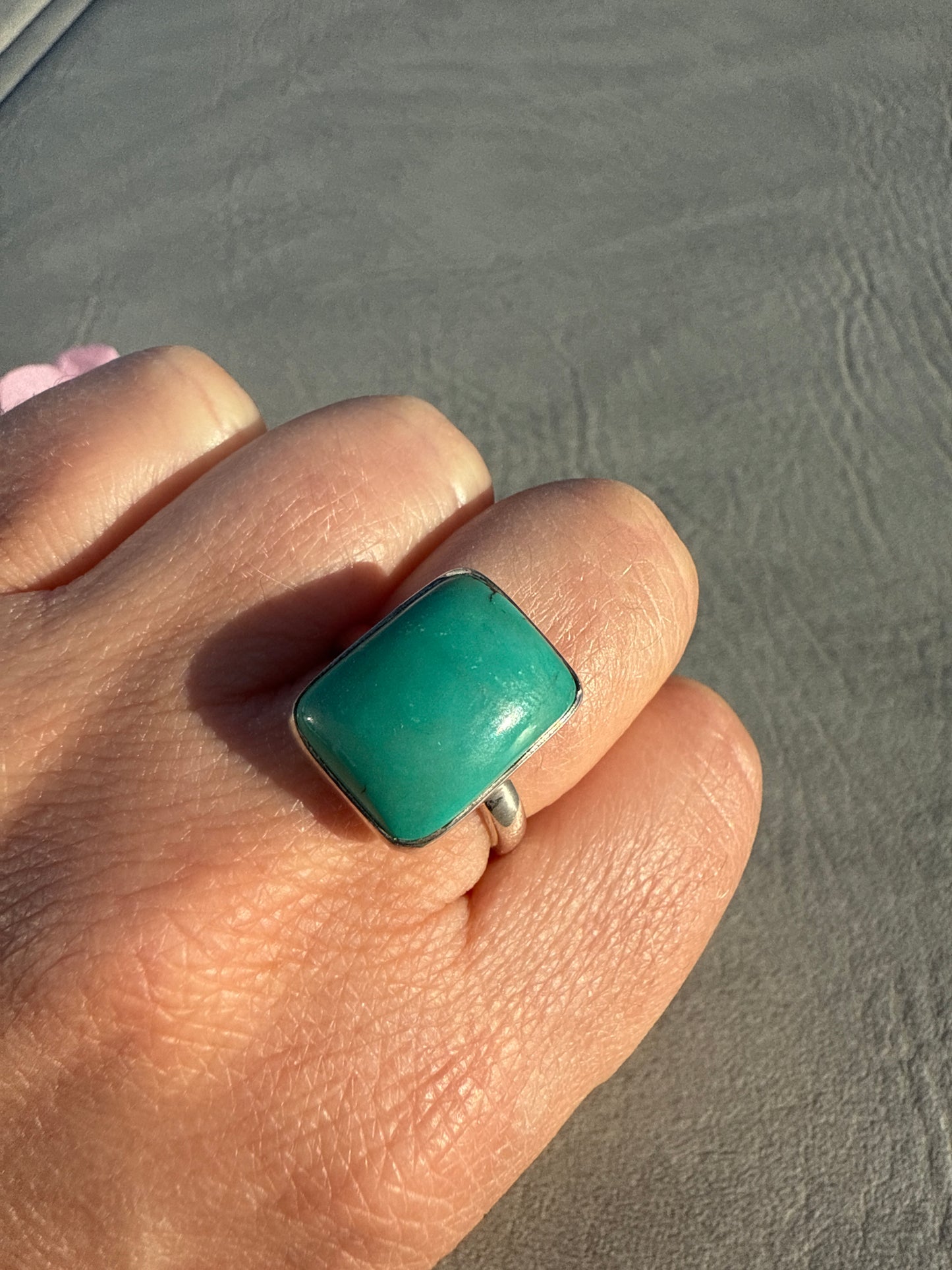 Tibetan Turquoise 925 Silver Ring - Size N 1/2 - O