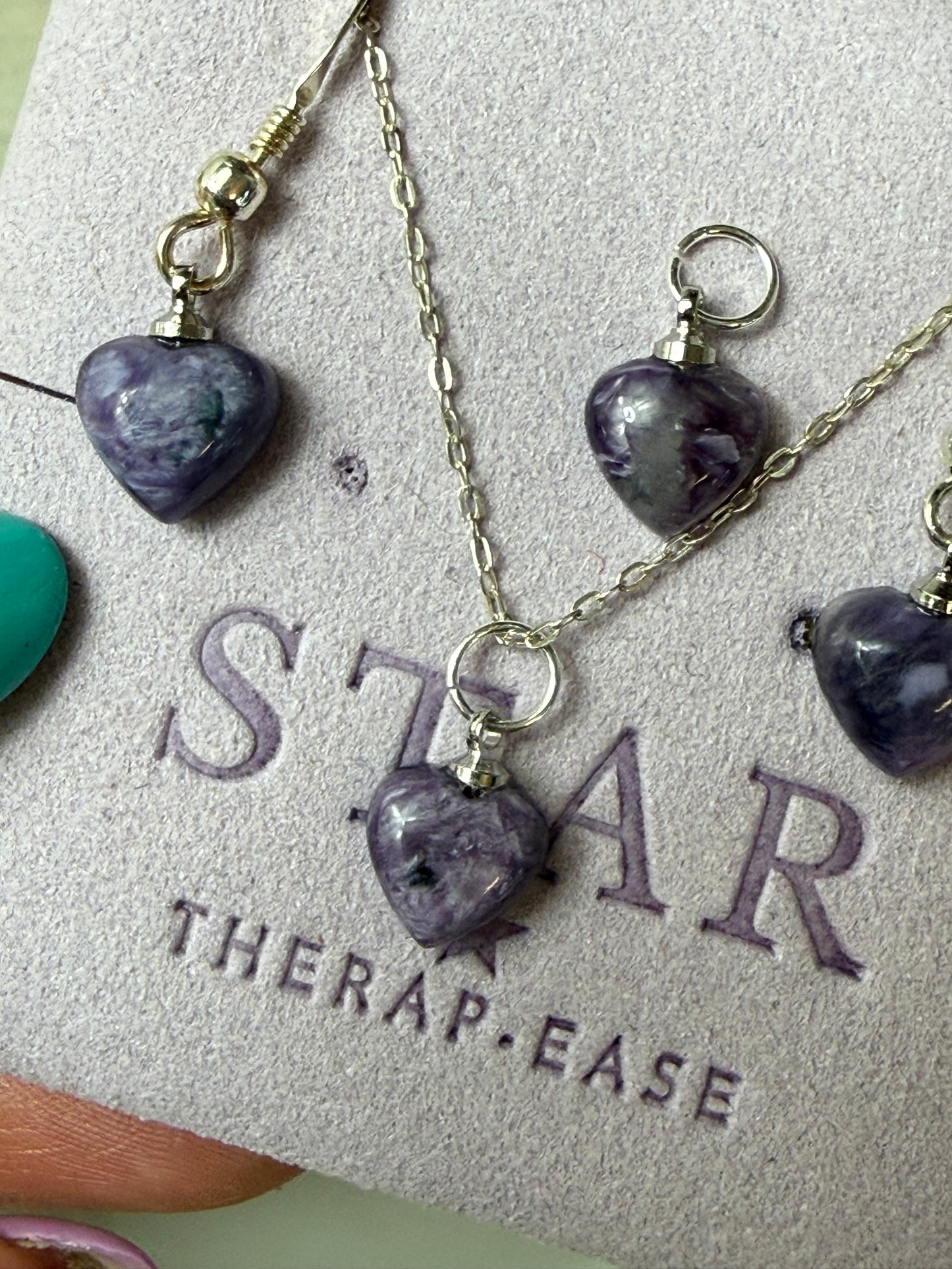 Charoite Earring & Necklace Sterling Silver Set