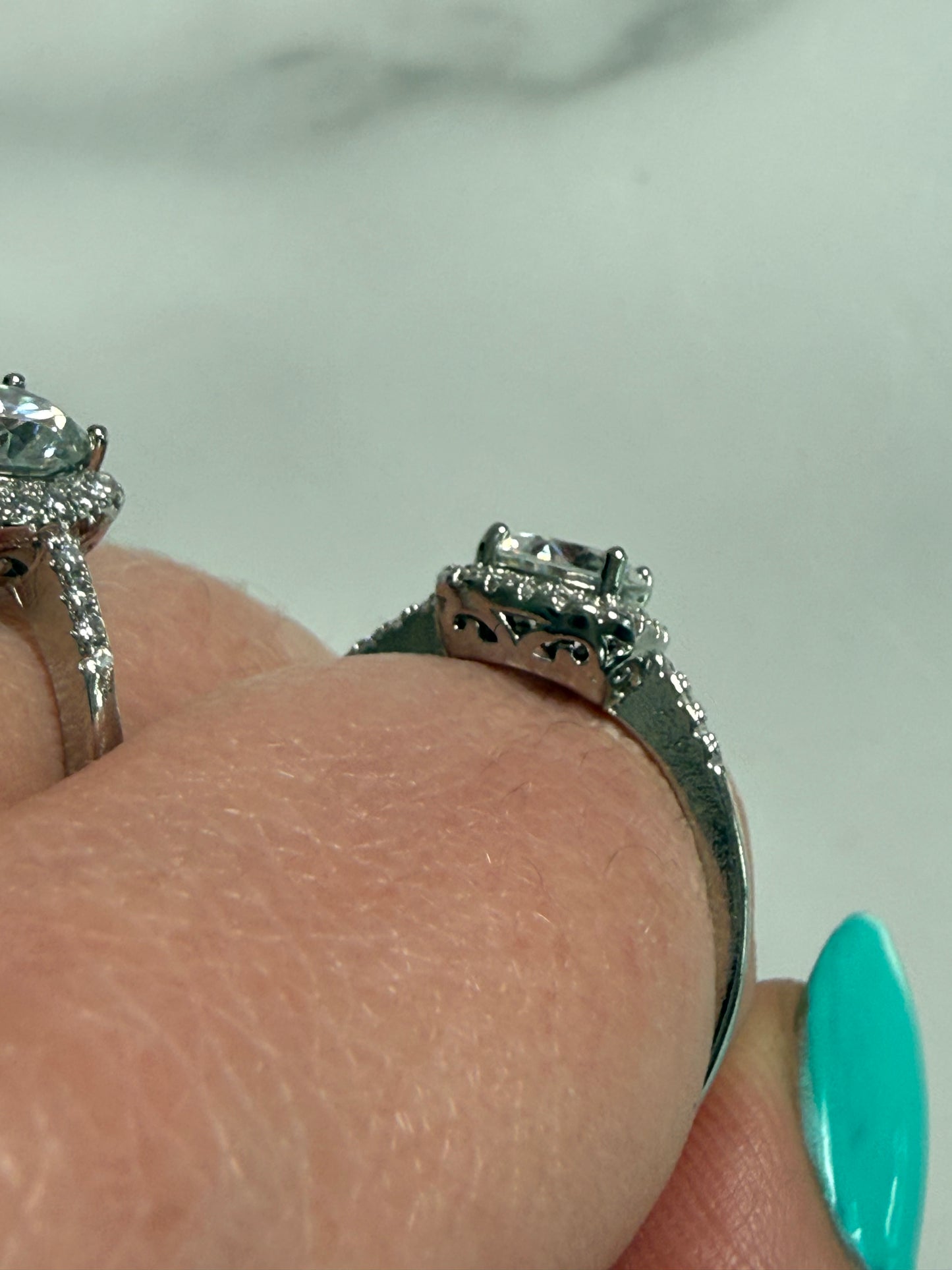 Moissanite Adjustable Silver Plated Ring