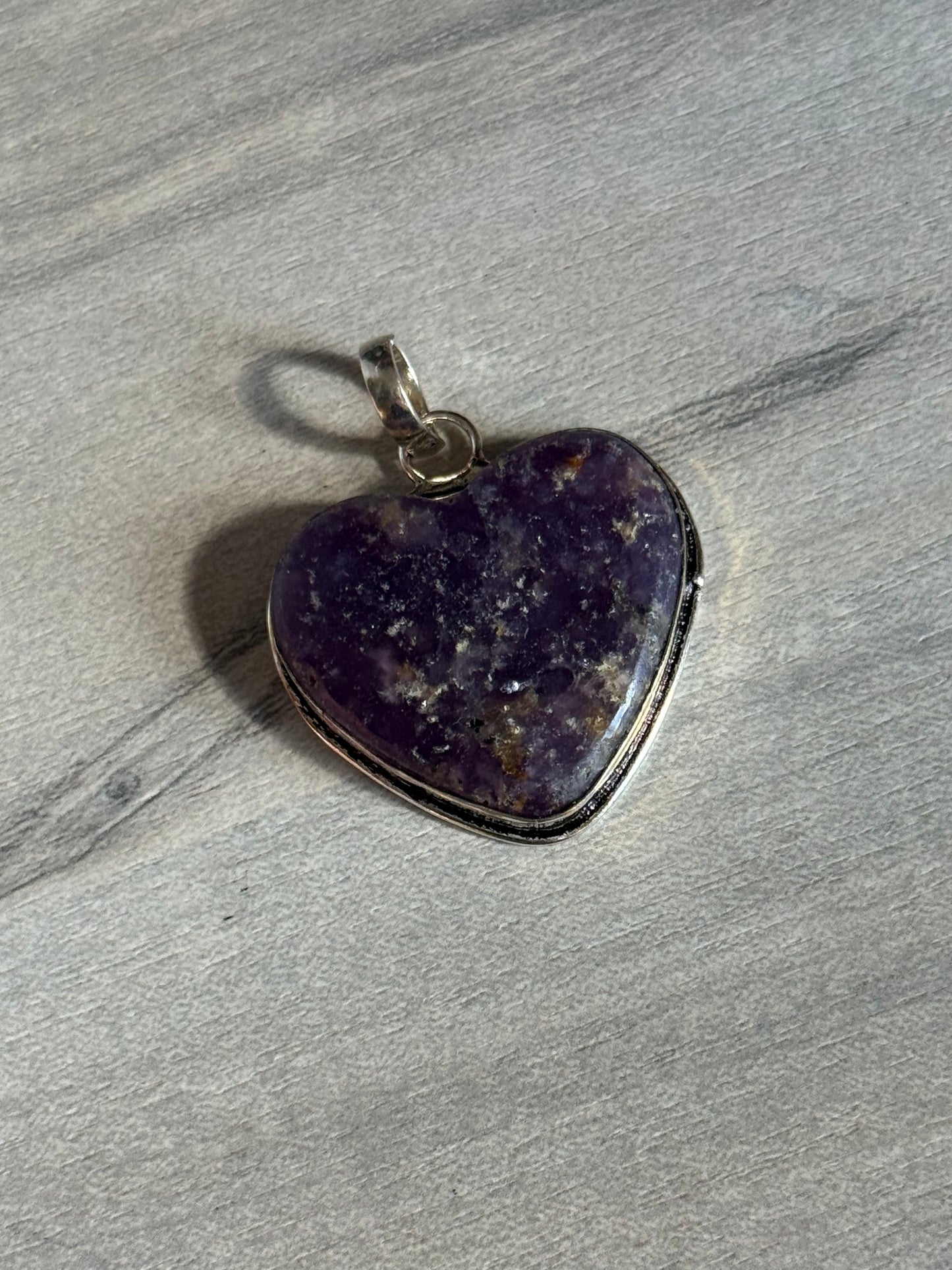 Lepidolite Heart Pendant - Silver plated