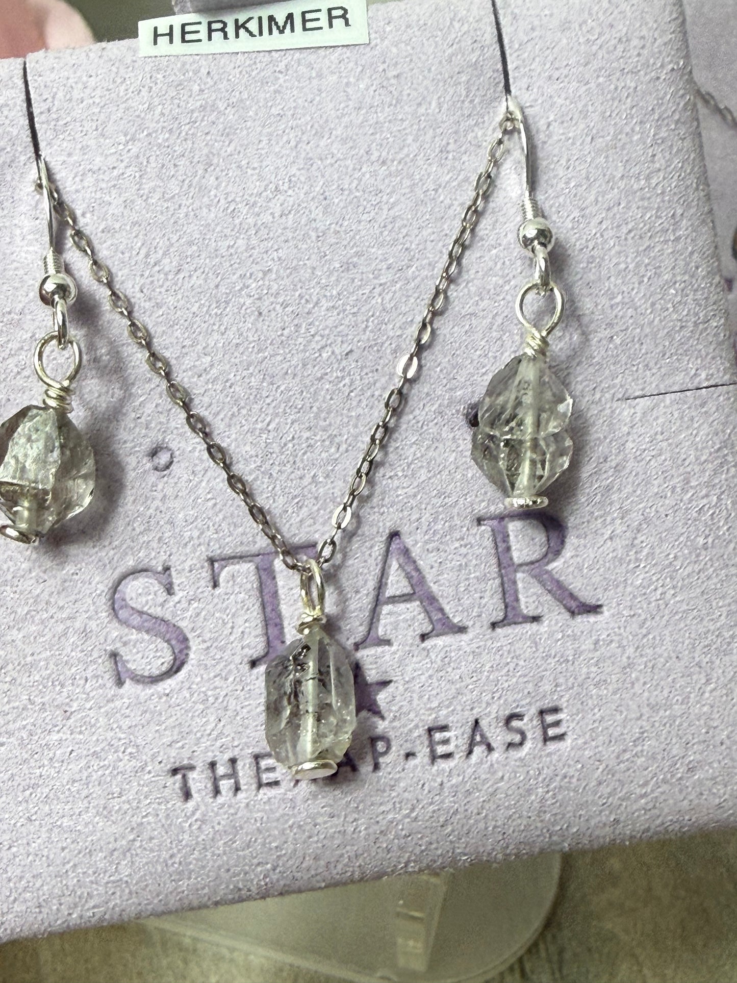 Handmade 925 Raw Wire Wrap Necklace & Earrings by Star Therap-ease