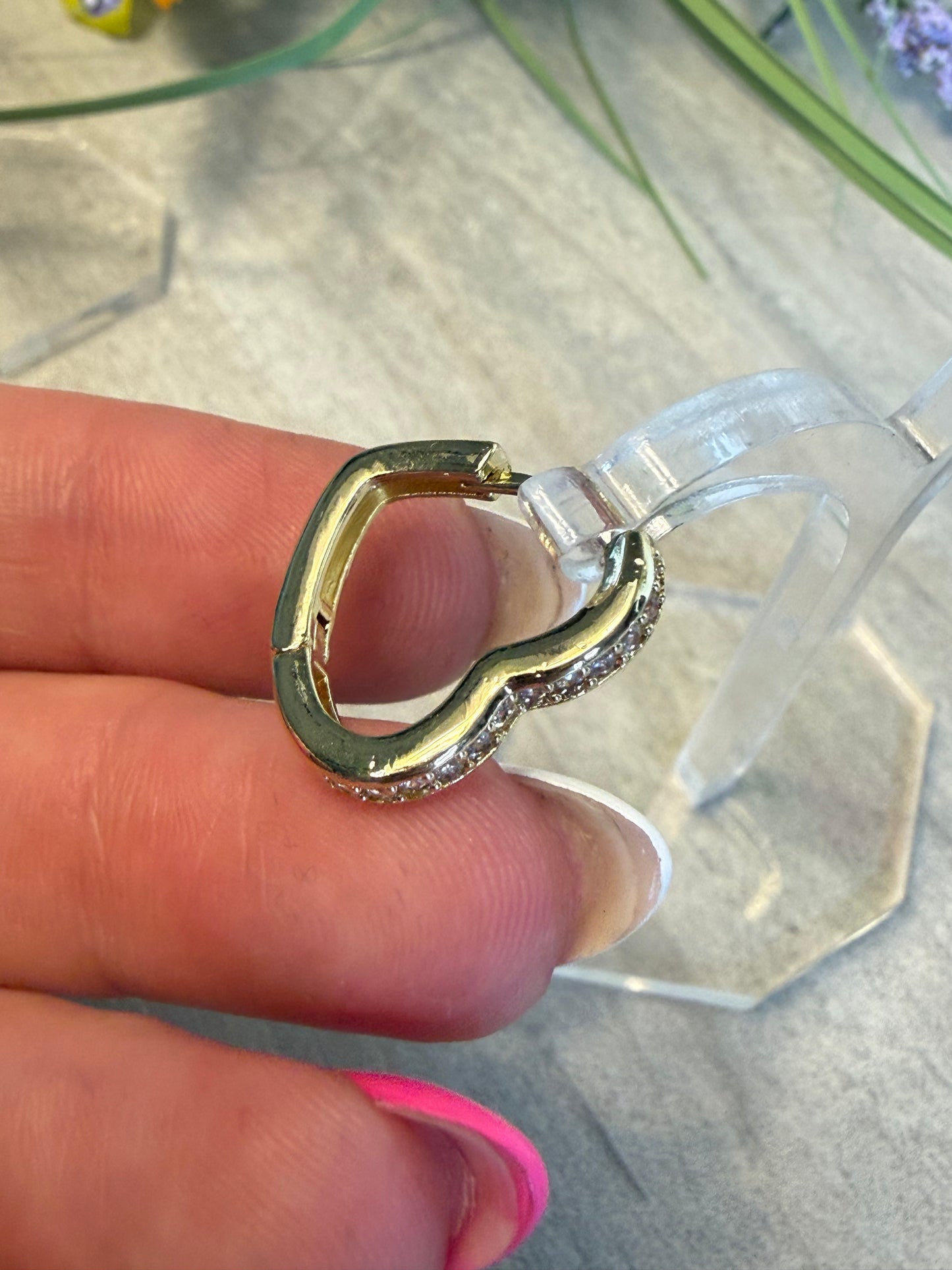 Sparkly Heart Hoop Earrings
