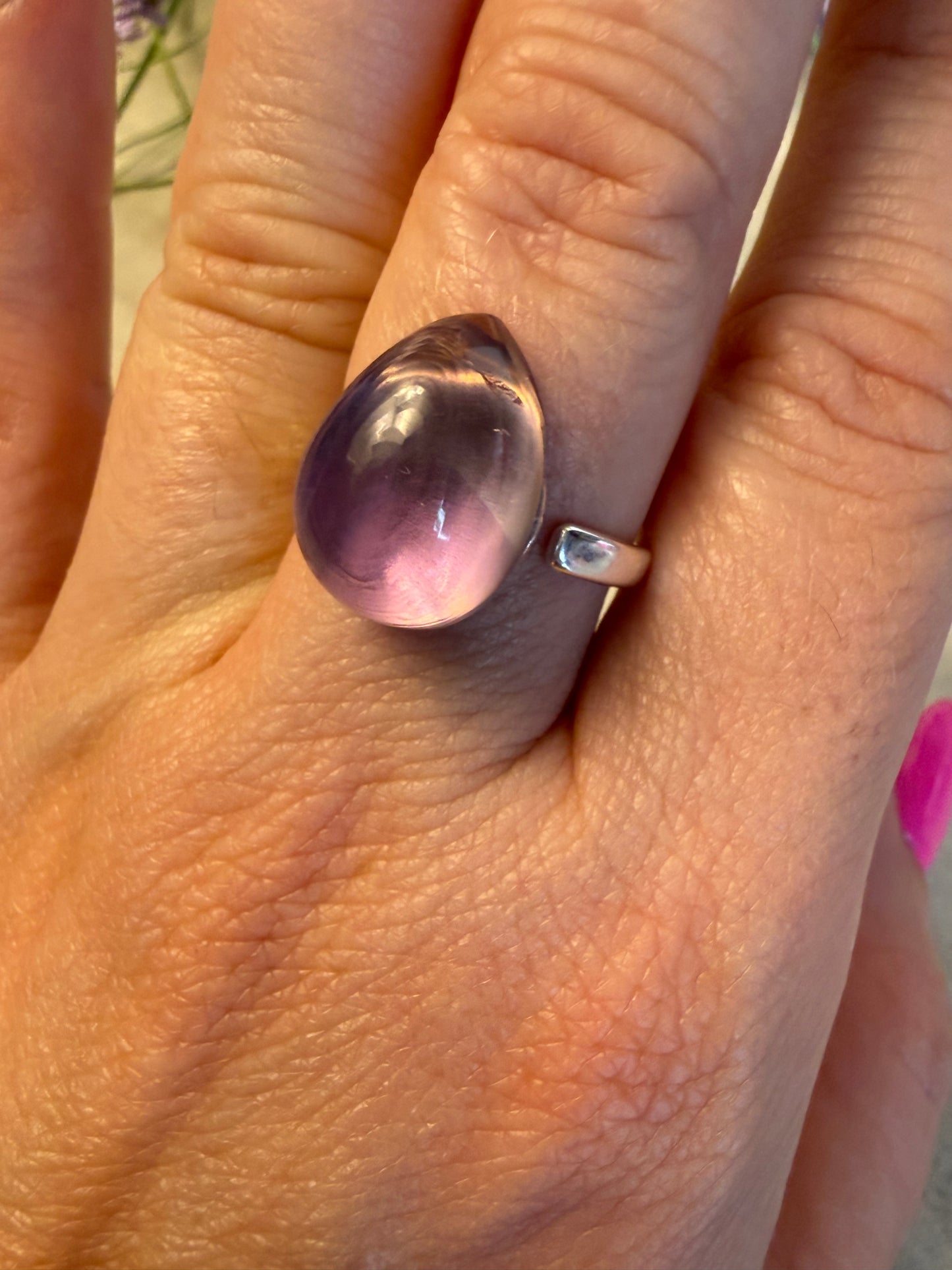 Handmade Amethyst Adjustable 925 Silver Ring