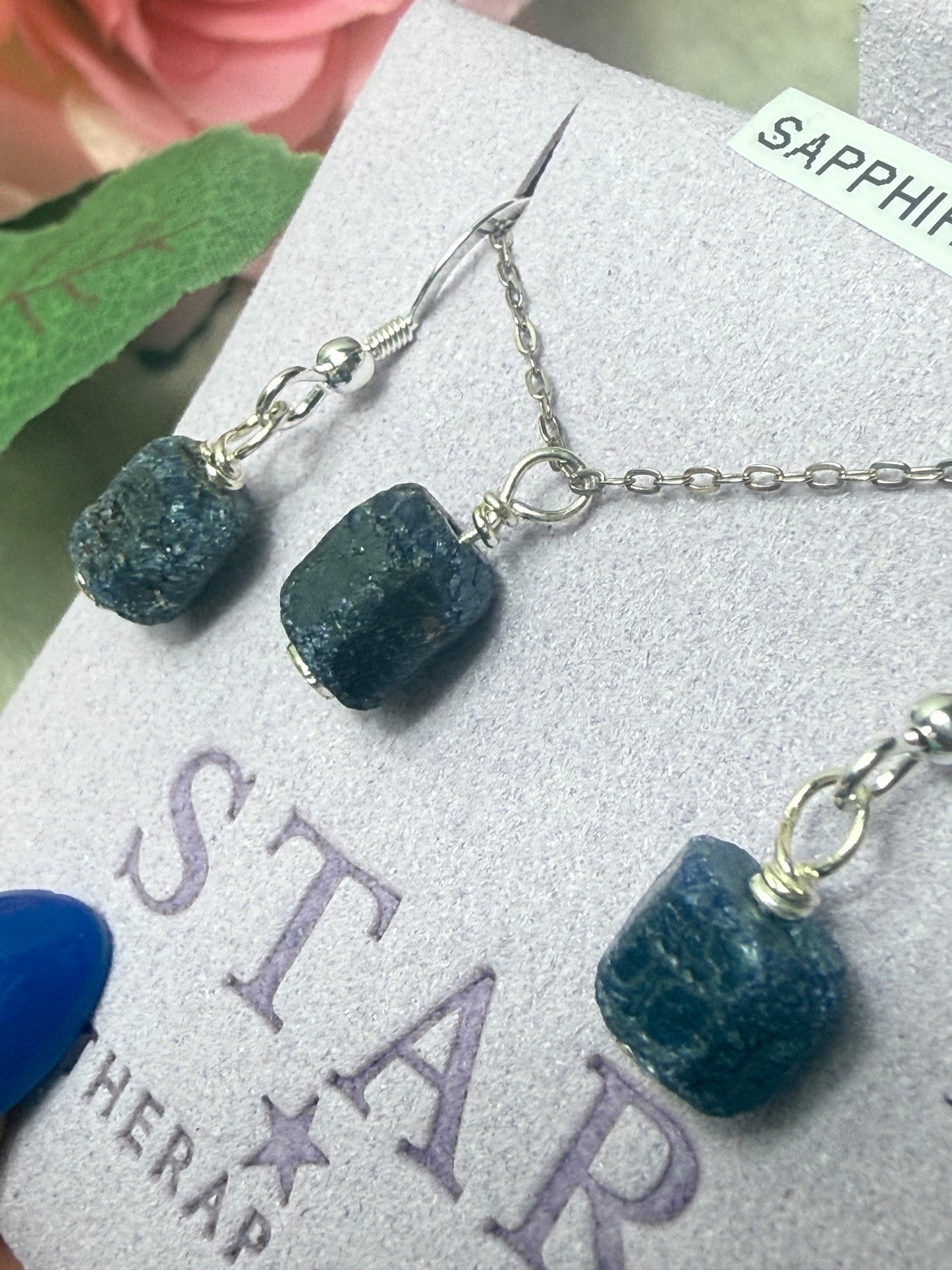 Handmade 925 Raw Wire Wrap Necklace & Earrings by Star Therap-ease