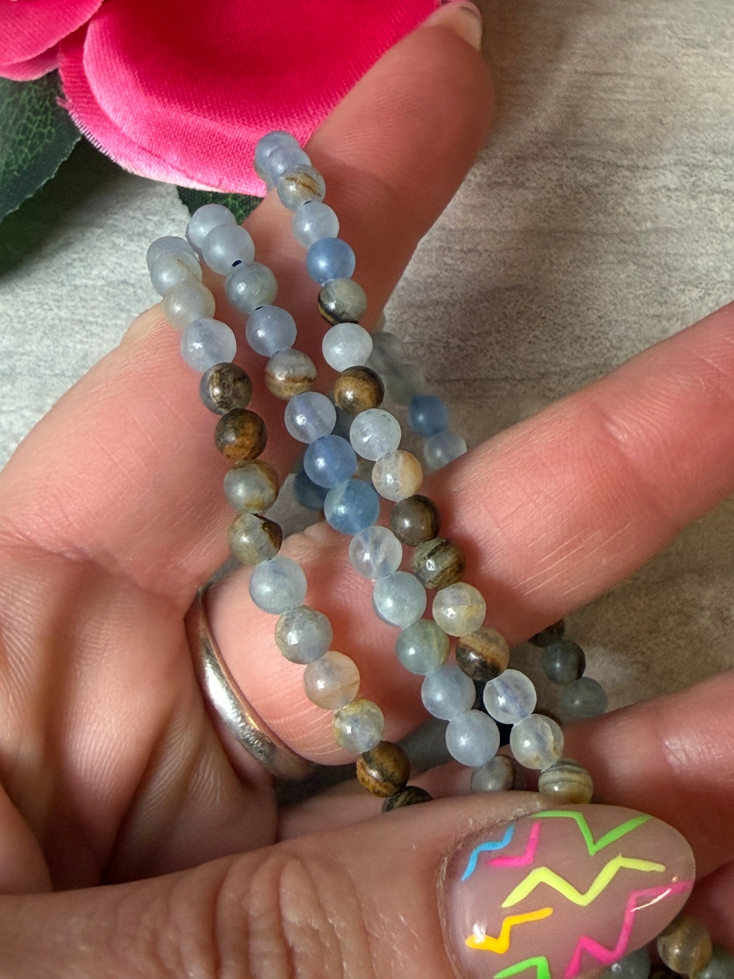 Blue Onyx Bracelet (Aquatine Lemerian Calcite)