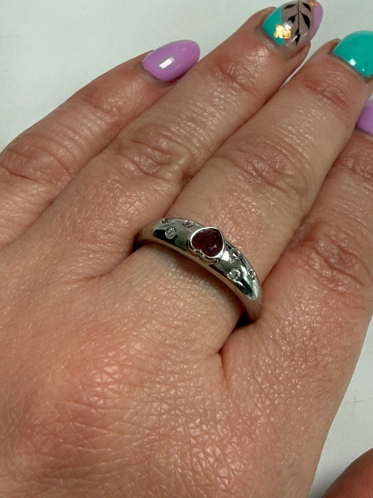 Ruby Adjustable Silver Plated Ring