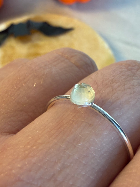 Lemon Quartz Facet Handmade 925 Silver Ring - Size Q