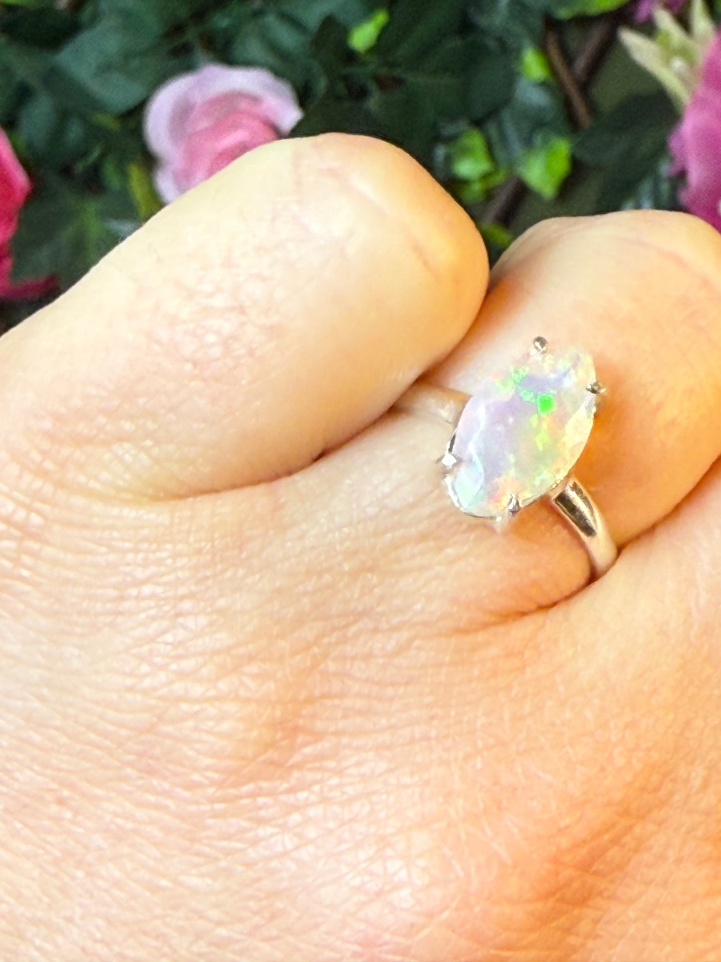 Ethiopian Opal 925 Silver Ring - Size L 1/2 - M