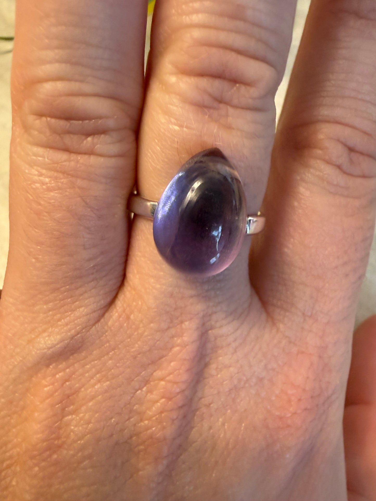 Handmade Amethyst Adjustable 925 Silver Ring