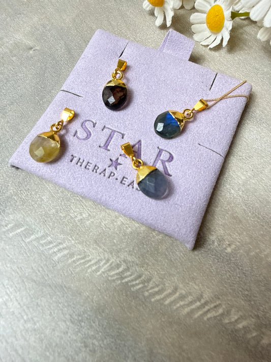 Facet Oval droplet 18K Gold Handmade Pendant