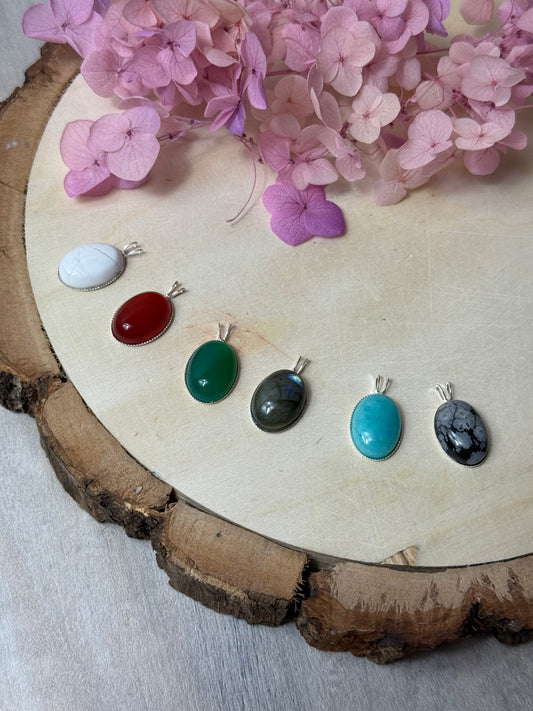 Handmade Oval 925 Sterling Pendant - Bunny Rabbit Bail