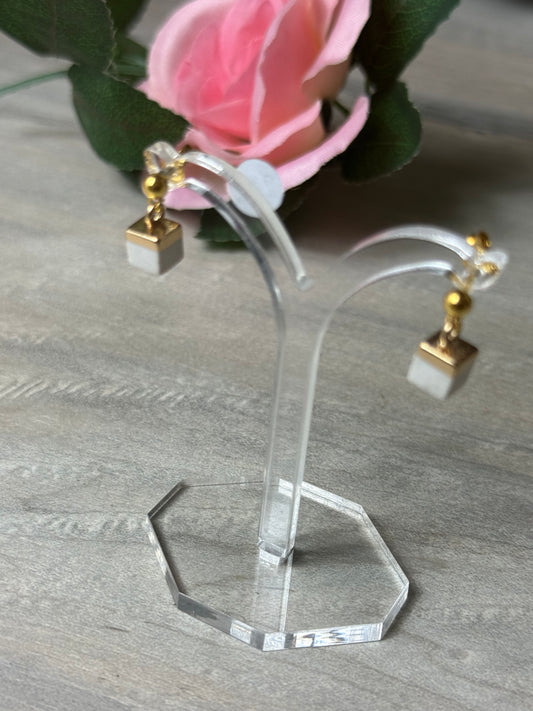 Handmade Gold Howlite Earrings