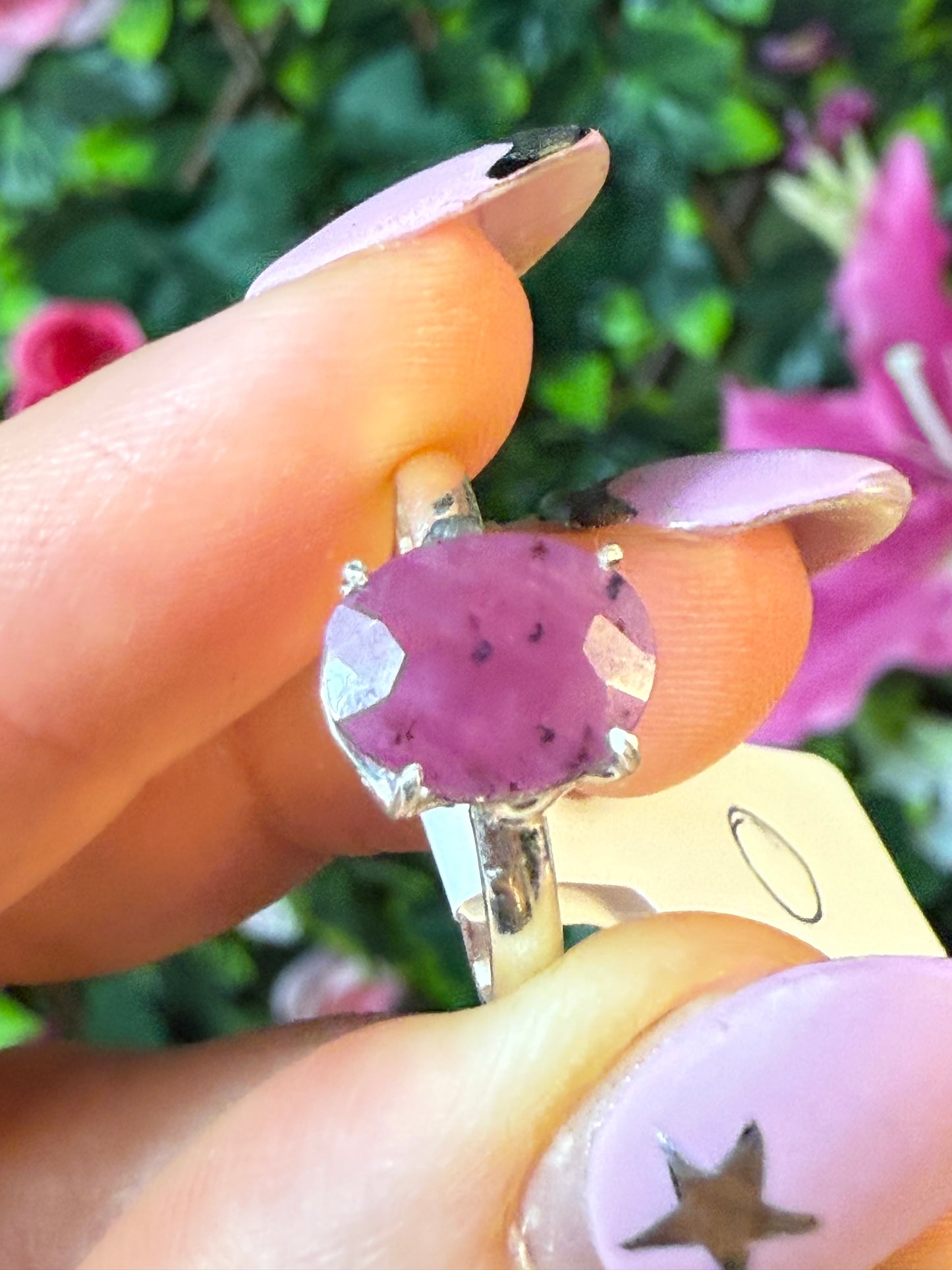 Ruby Facet 925 Silver Ring - Size O